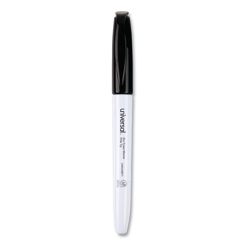 Universal Pen Style Dry Erase Marker, Fine/Bullet Tip, 12ct - Black