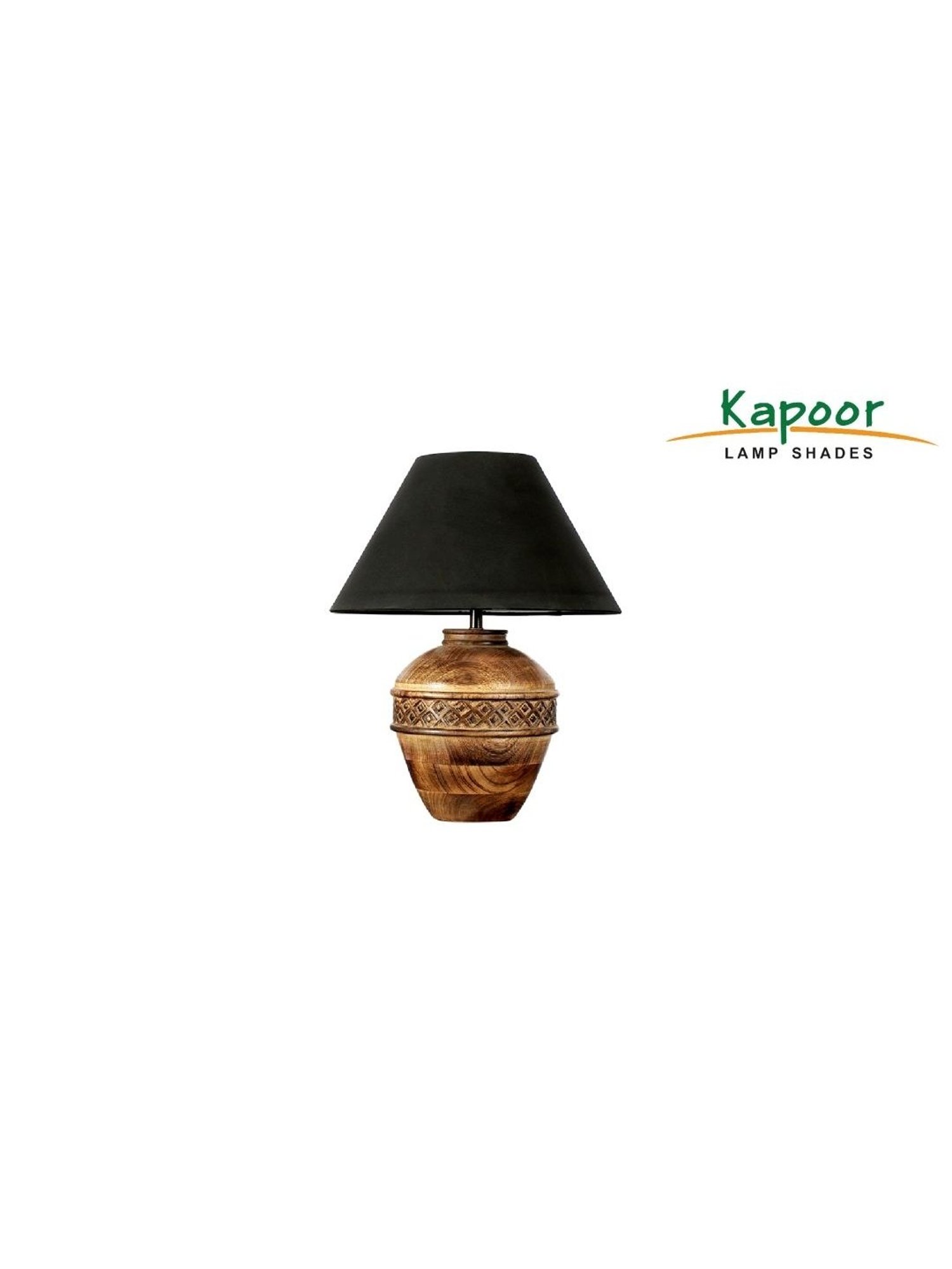 Kapoor Lamp Shades Brown & Black Wood Cromwell Large Carved Table Lamp