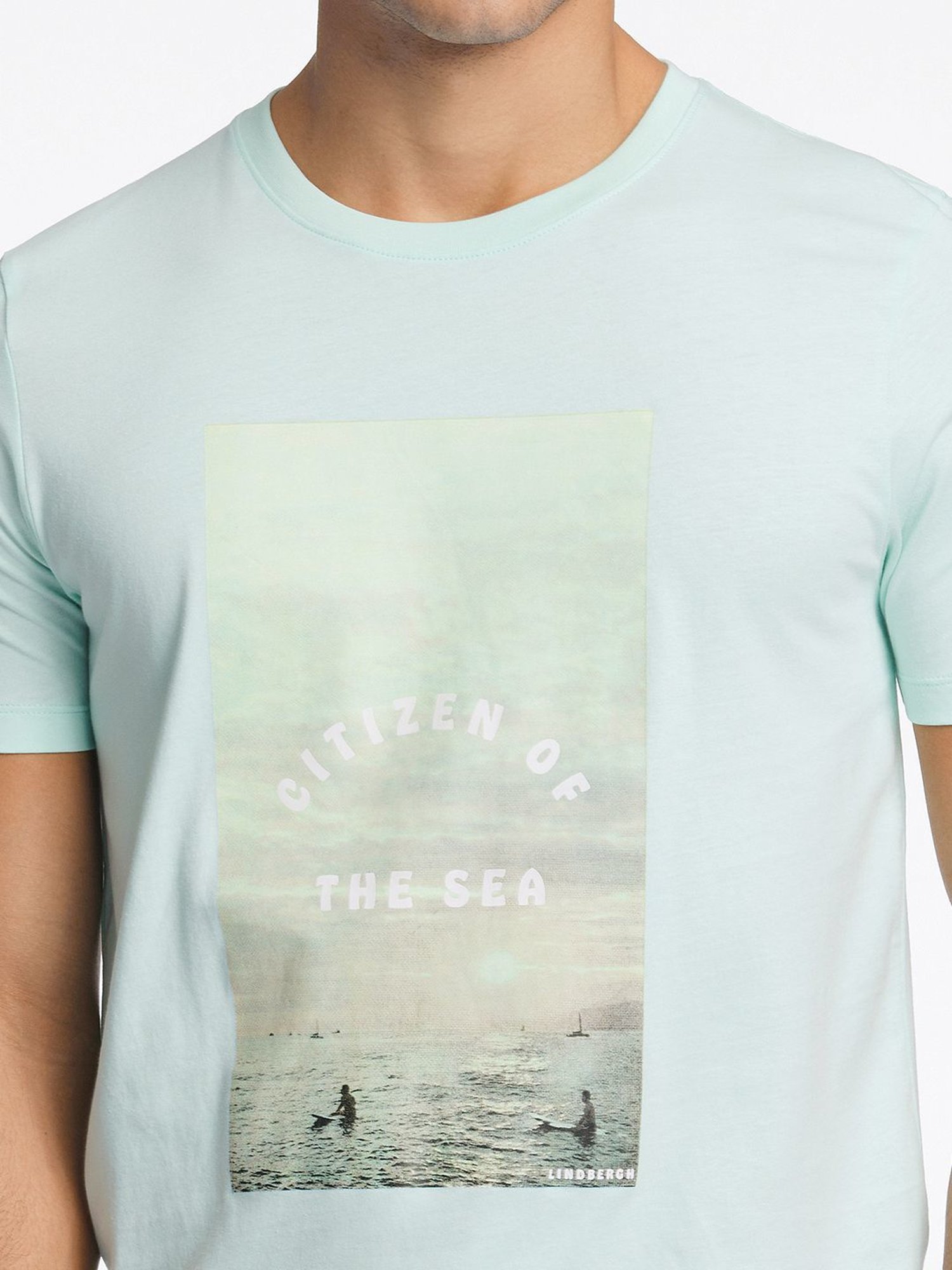 Lindbergh Green Regular Fit Printed T-Shirt