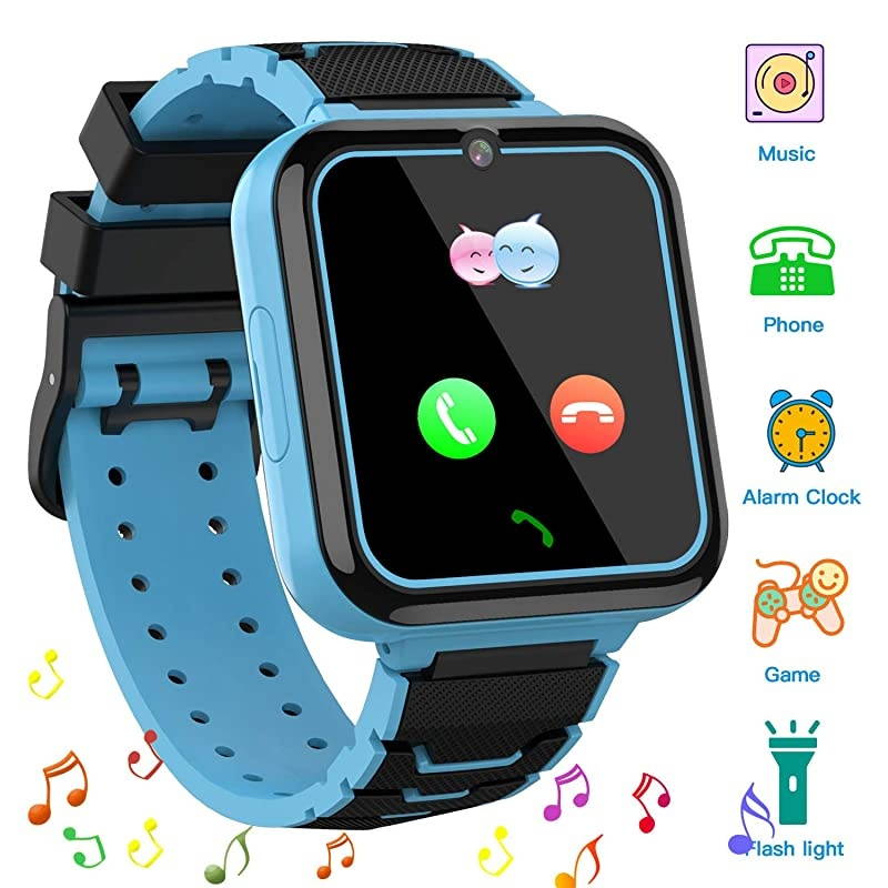 Kids Smartwatch Phone Music Player with SD Card Math Games,SOS Call,Camera,Alarm,Recorder,Calculator,Mp3,for Birthday Toys Children Boys Girls (Blue)