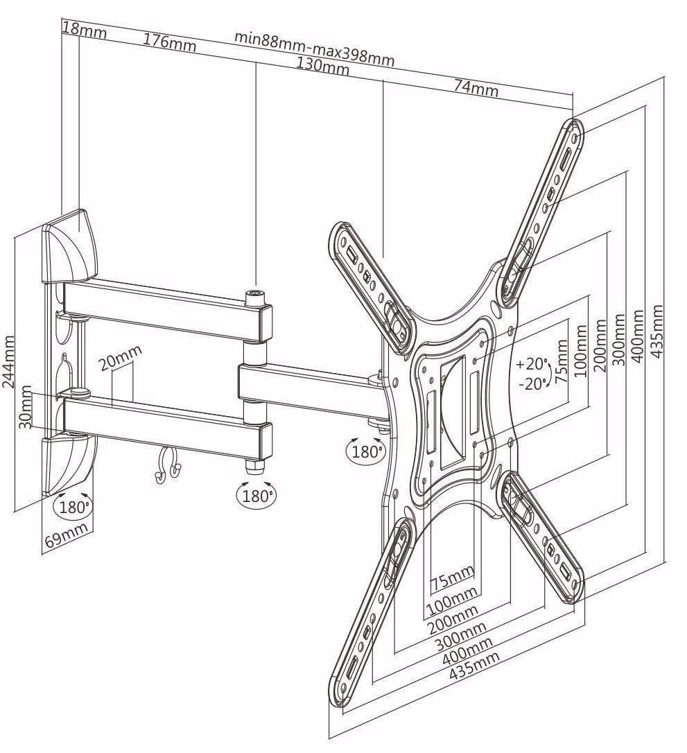 Impact Mounts
FULL MOTION TILT SWIVEL LED LCD TV WALL MOUNT BRACKET 27 32 36 37 40 42 47 50 55