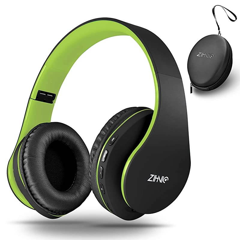 Bluetooth Headphones OverEar  Foldable Wireless and Wired Stereo Headset Micro SDTF FM for Cell PhonePCSoft Earmuffs Light Weight for Prolonged WaringBlackGreen