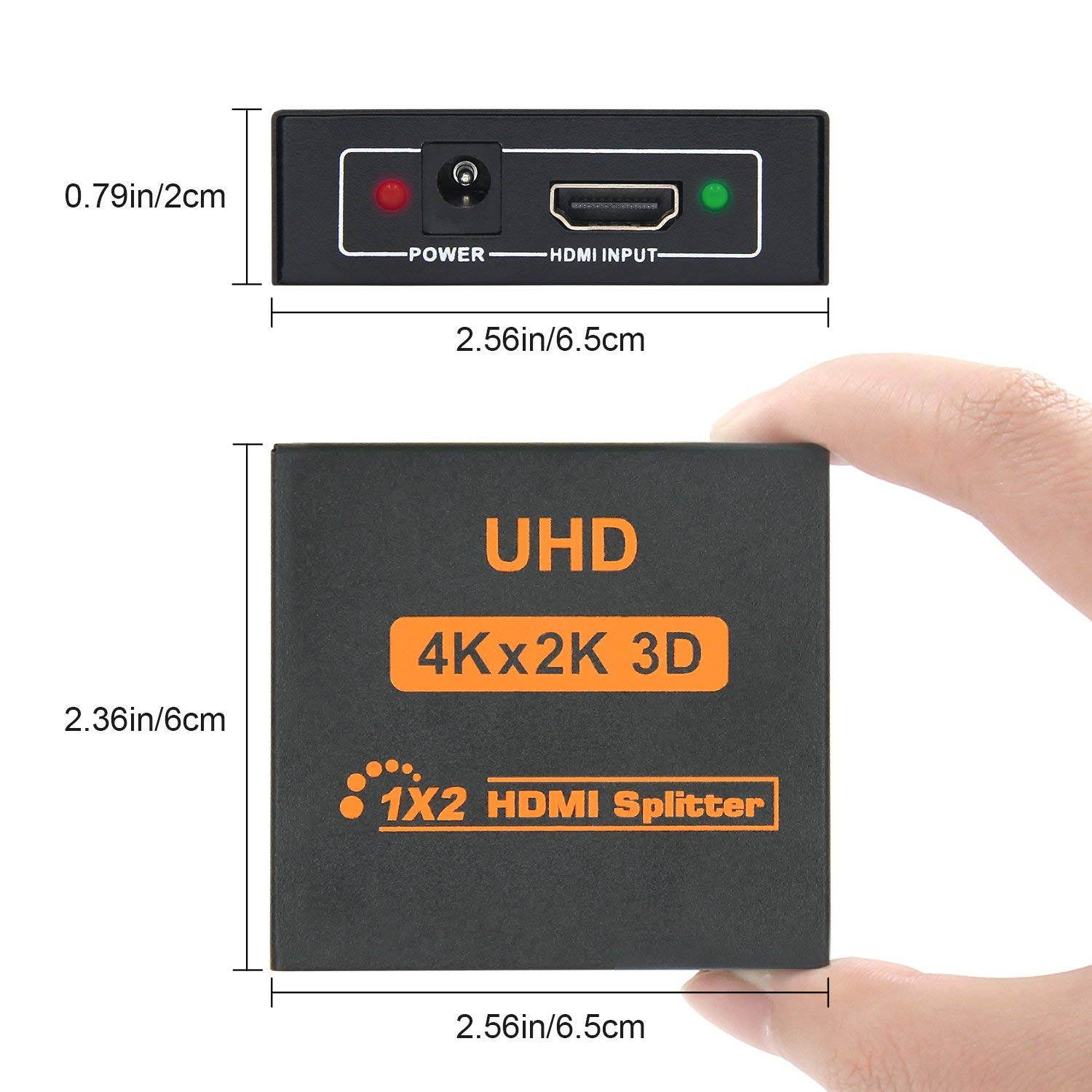 4K 1X2 HDMI Splitter 1 in 2 Out HDMI Switch 3D HD Splitter 2 Ports HUB HDMI Repeater for HDMI Adapter Dual Display for HDTV/DVD/Projector