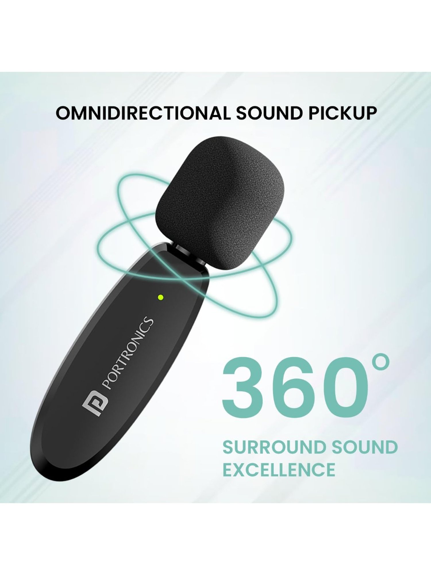 Portronics Dash 7 Omnidirectional Type C Wireless Microphone with Noise Cancellation (Black)