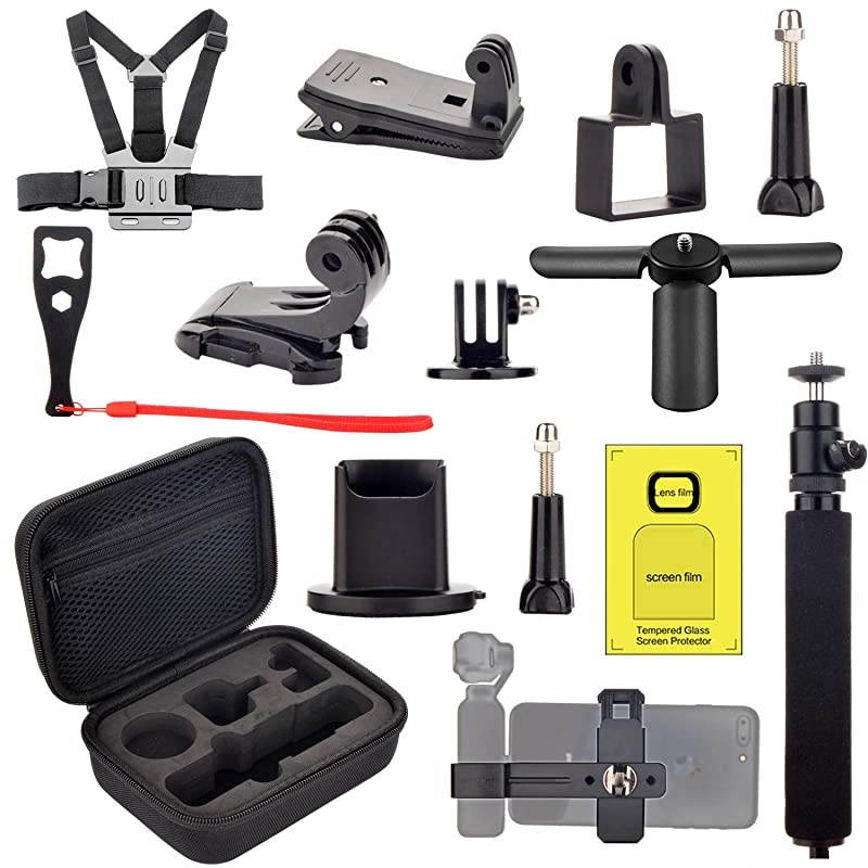 Kit for Dji OSMO Pocket/Pocket 2, Handheld Mount Adapter Tripod Case Expansion Phone Bracket Screen Protector for Osmo Pocket/Pocket 2