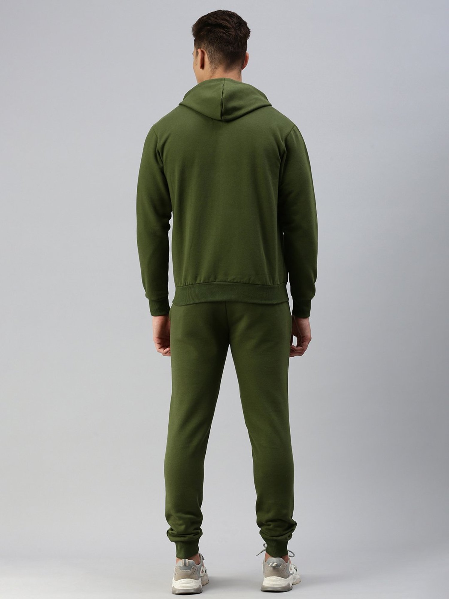 Sporto Green Regular Fit Hooded Jacket and Joggers Set