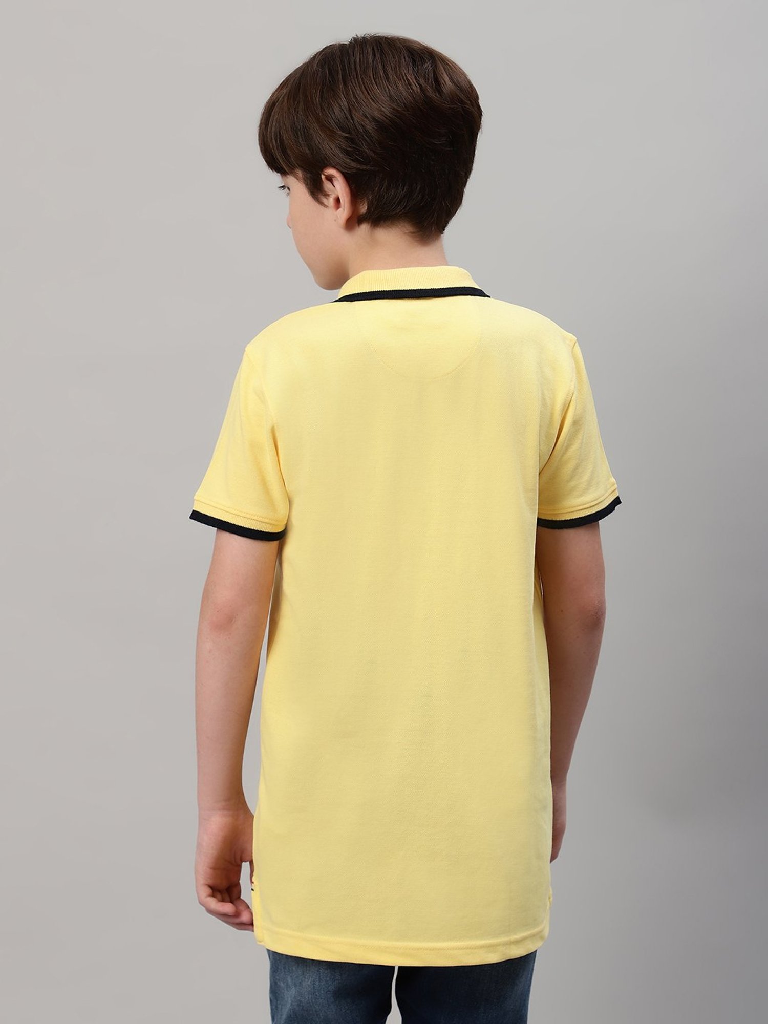 Cantabil Boys Yellow Solid Polo T-Shirt