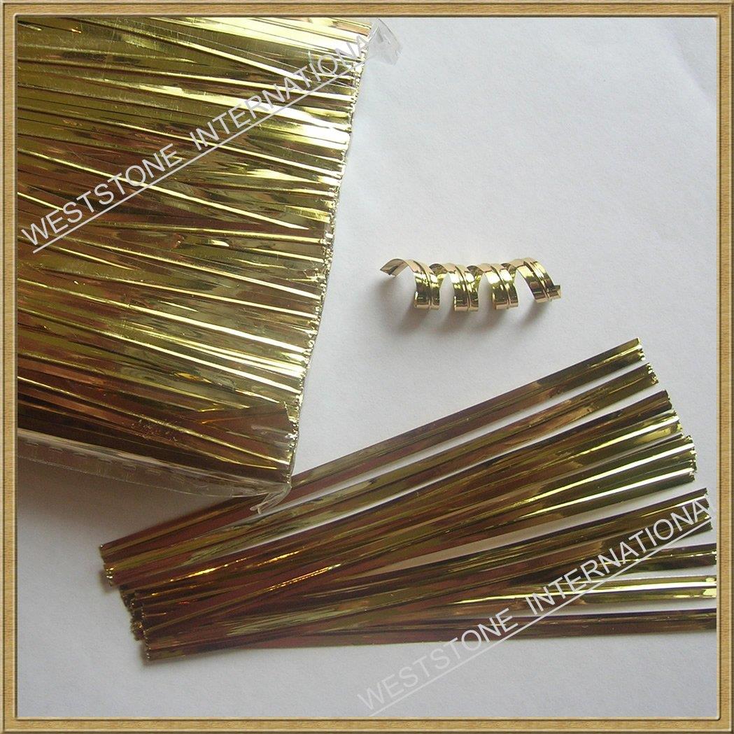 Weststone - 200pcs Metallic Twist Ties foil Twist Ties for Cello Bags Treat Bags in Birthday Party Wedding Party (Light Gold)