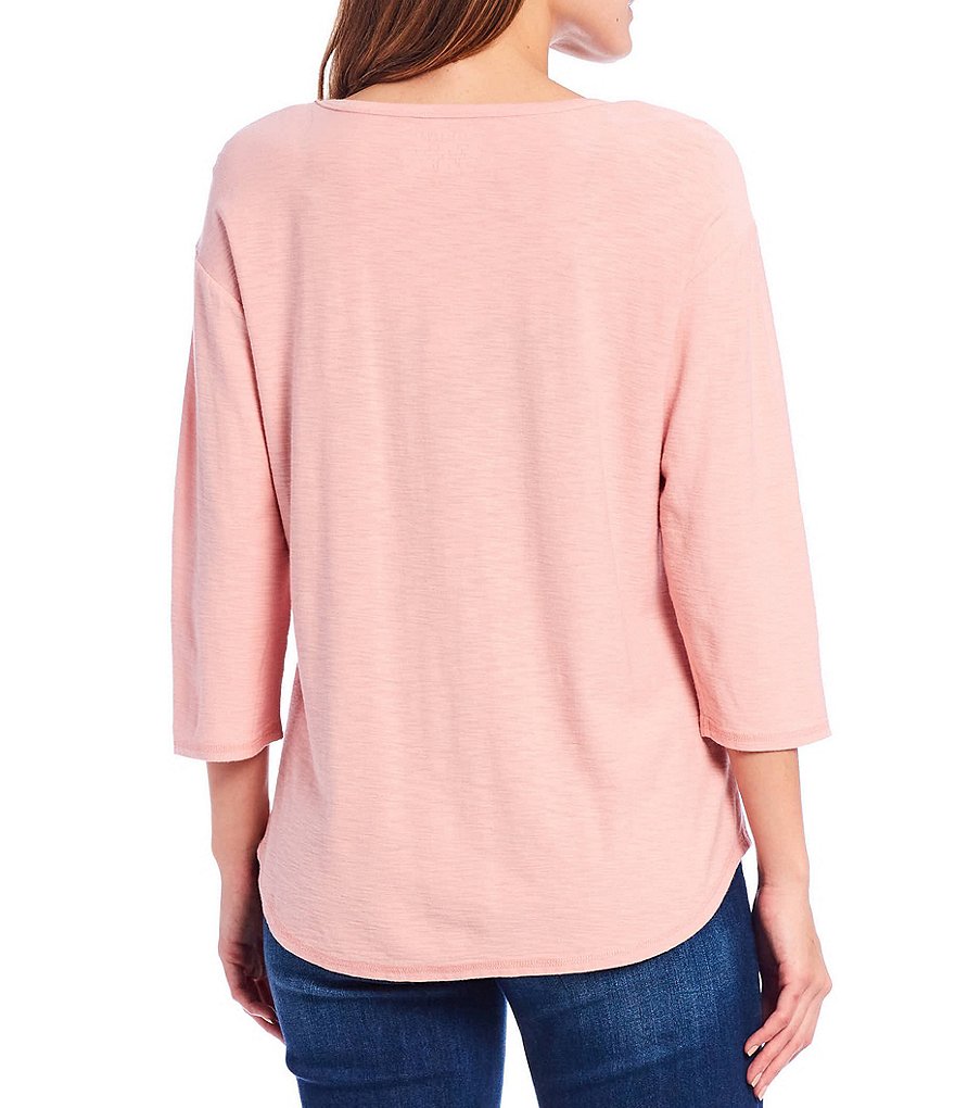 Westbound 3/4 Sleeve Seam Solid Cotton Blend Tee