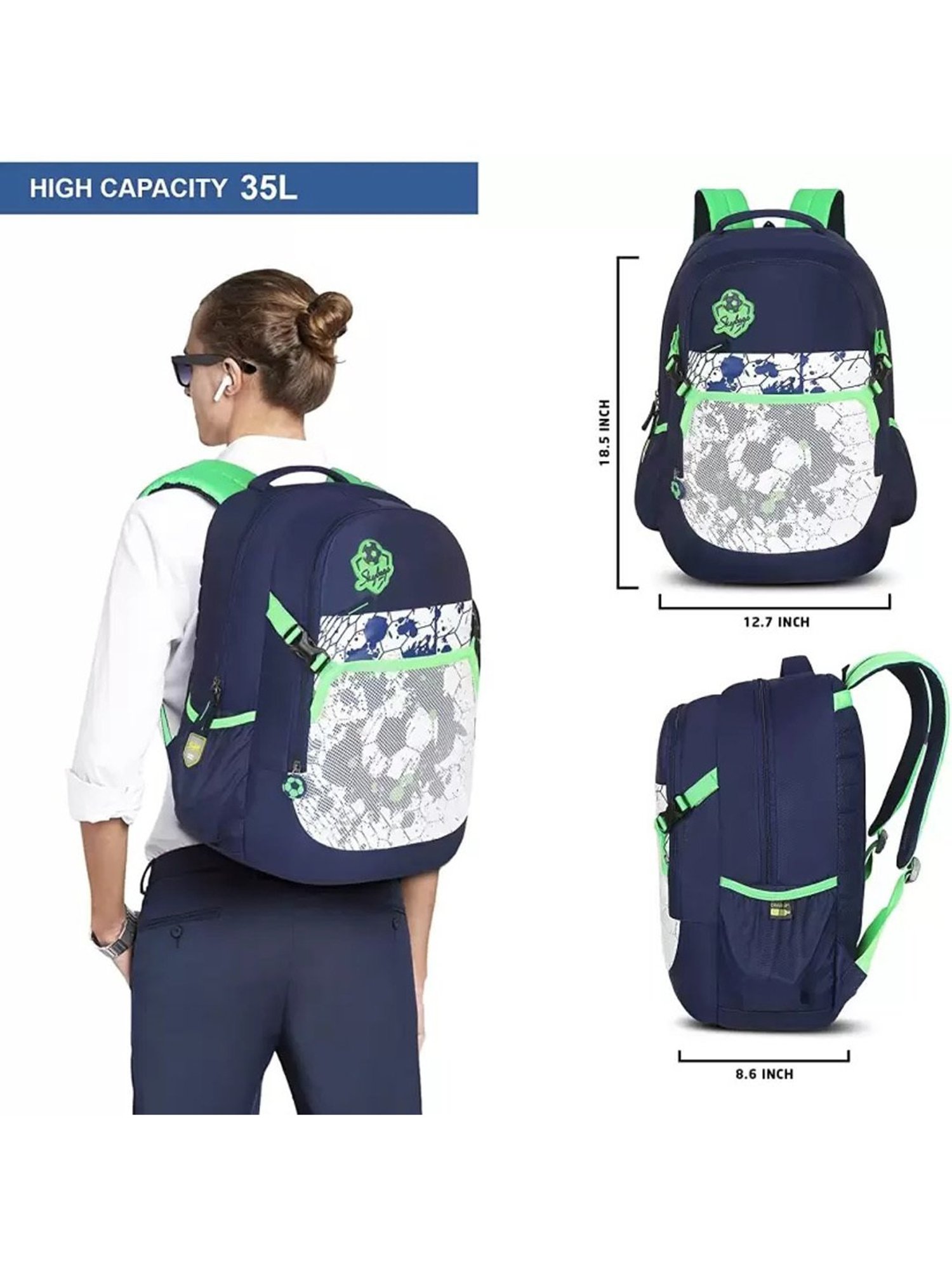 Skybags Strike 29 Ltrs Blue Medium Backpack