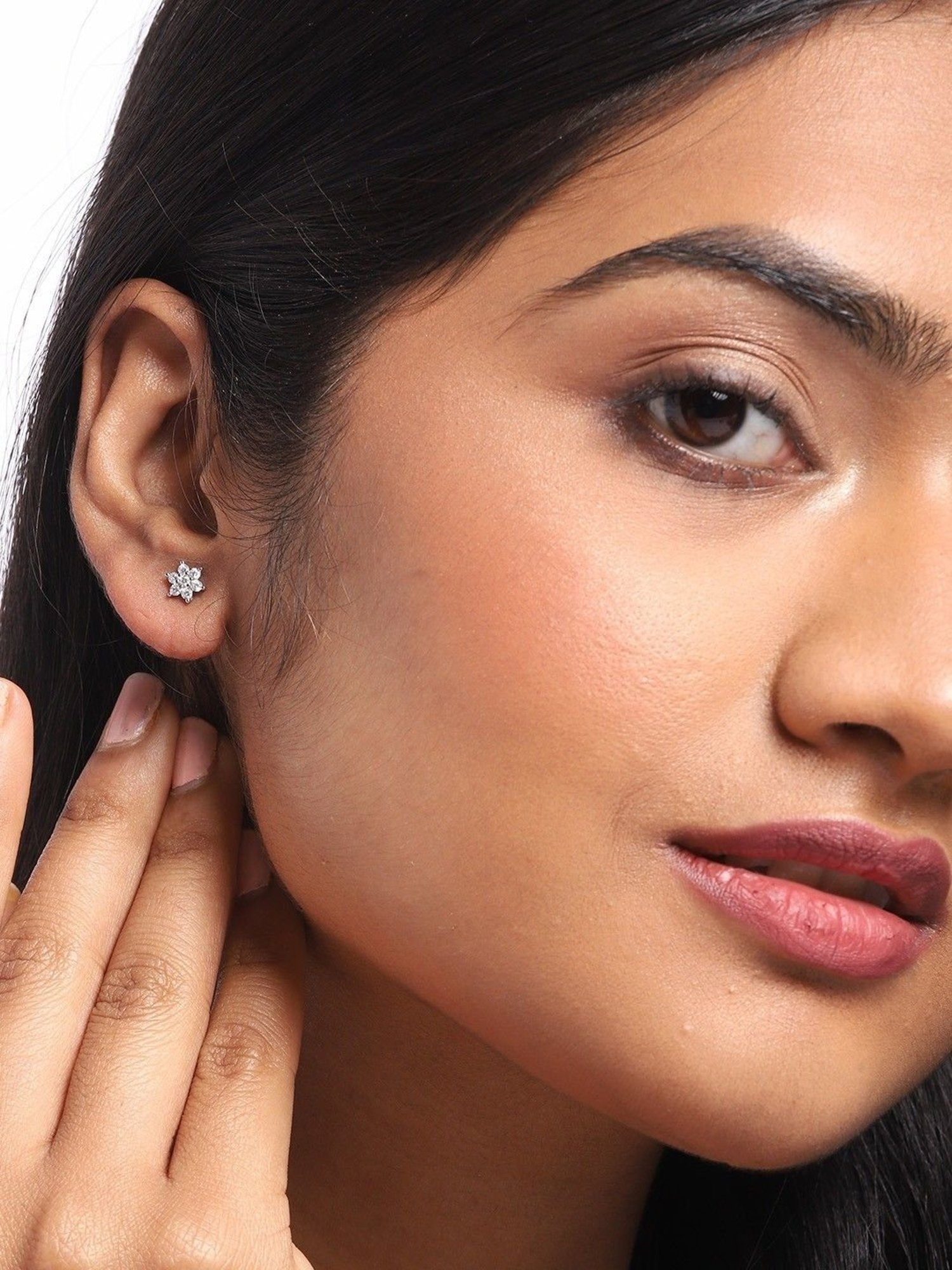 Zavya 92.5 Sterling Silver Nakshatra Floral Earrings for Women