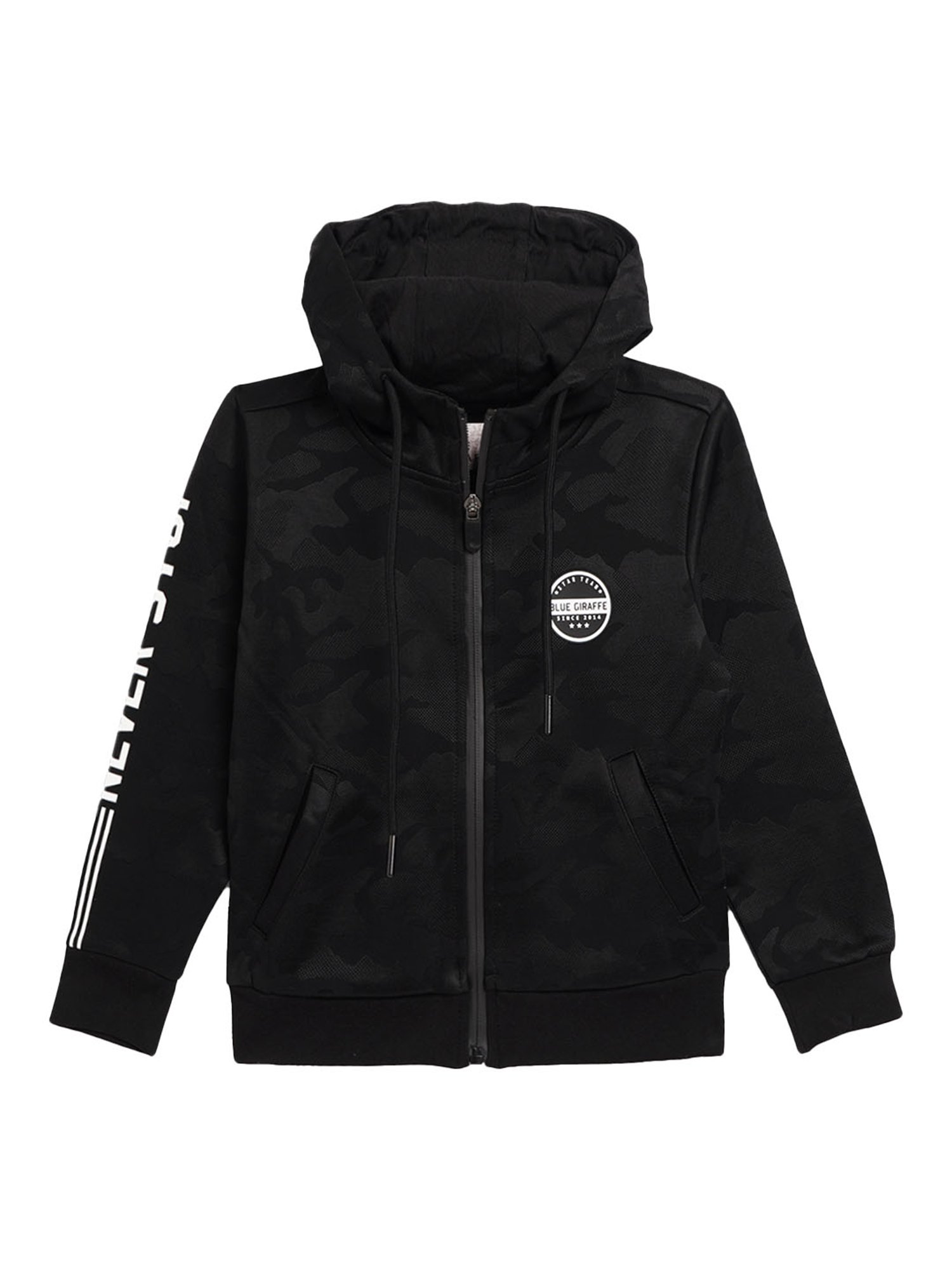 Blue Giraffe Kids Black Solid Hoodie