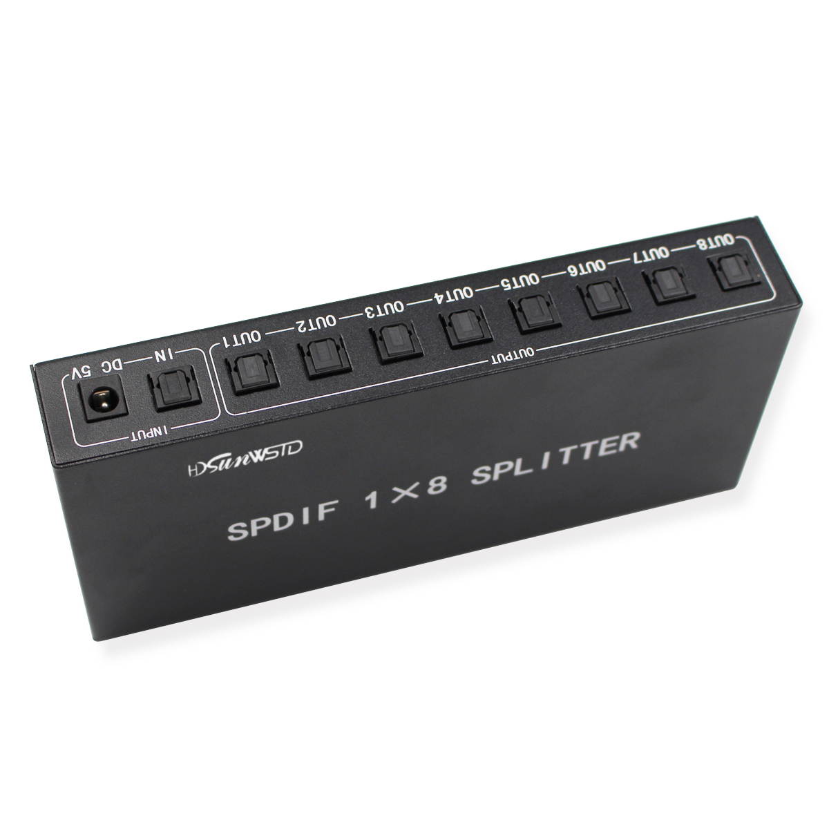 SPDIF/TOSLINK Digital Optical Audio Splitter 1x8 Audio Amplifier Support DTS/Dolby With Power Adapter