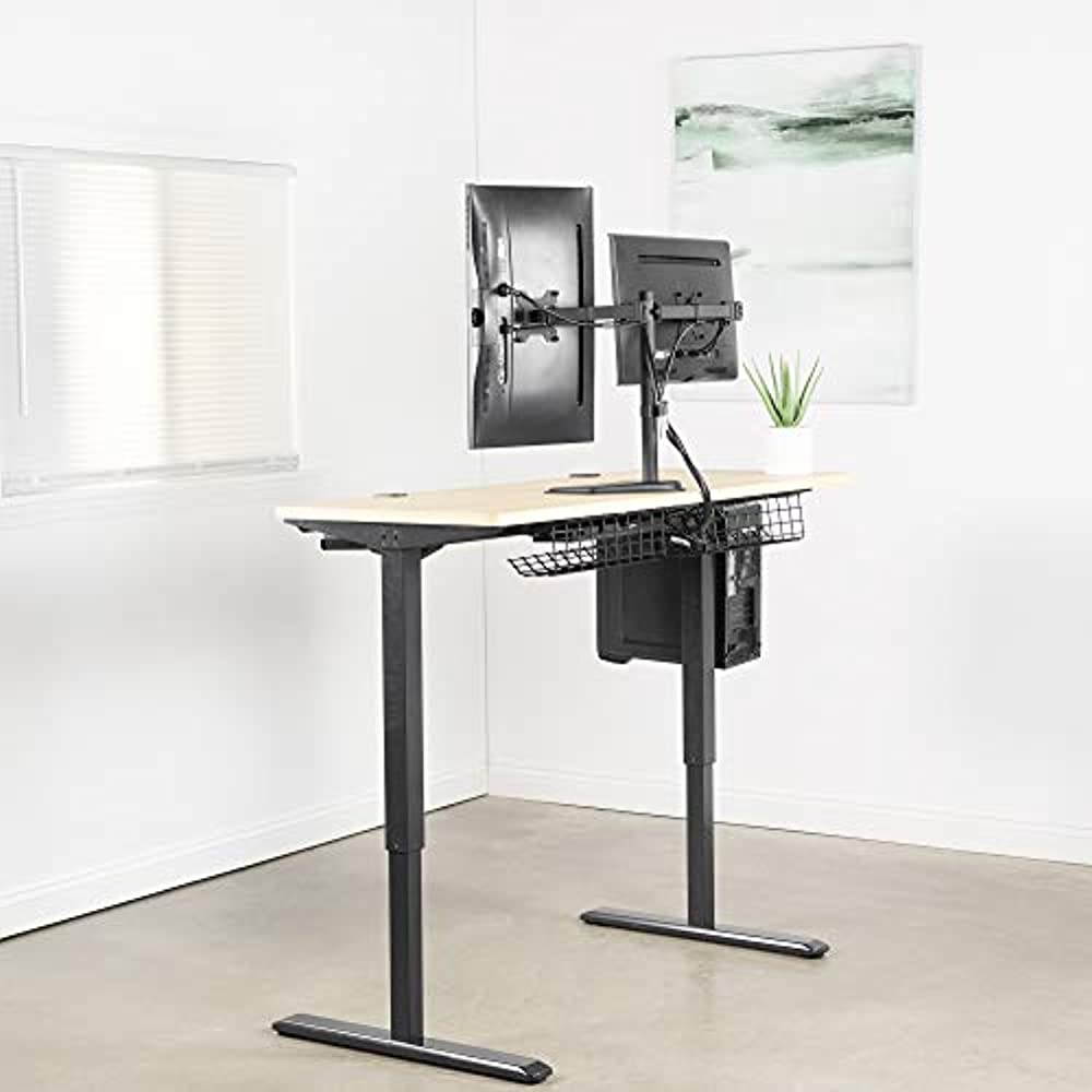 VIVO Full Motion Dual Monitor Free-Standing Desk Stand VESA Mount Double Joints | Holds 13" to 32" Screens (STAND-V102K)