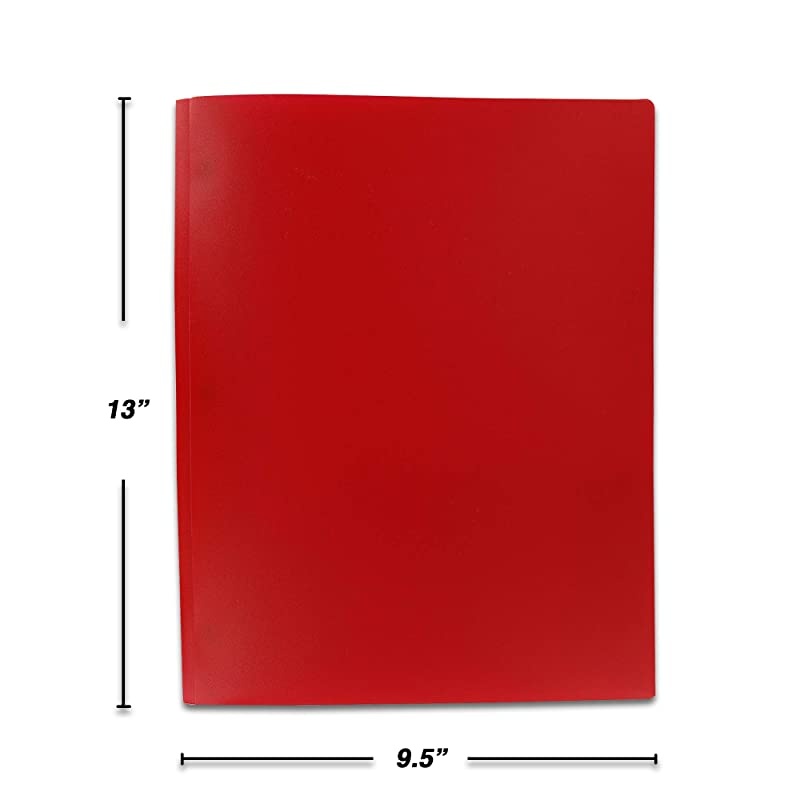 2 Pocket Poly Portfolio Two Pockets Folder with 3 Prongs and Business Card Holder Organizer Designed for Home, Office, School, Classroom and More - Actual Colors May Vary (Pack of 3)