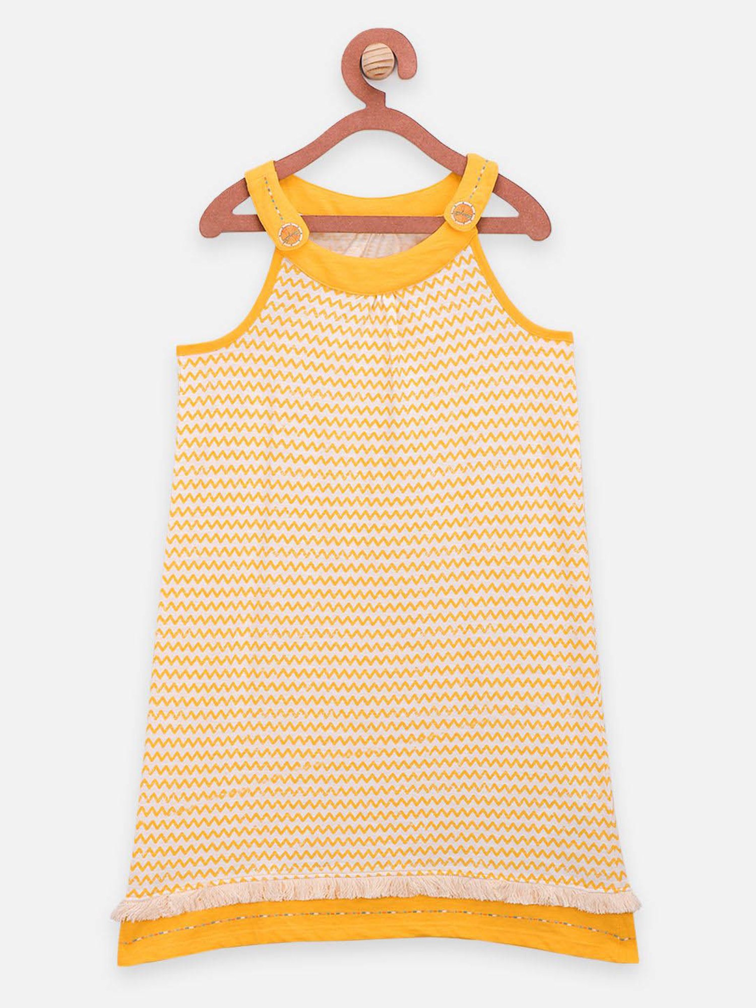 LilPicks Kids Yellow Cotton Printed Dress
