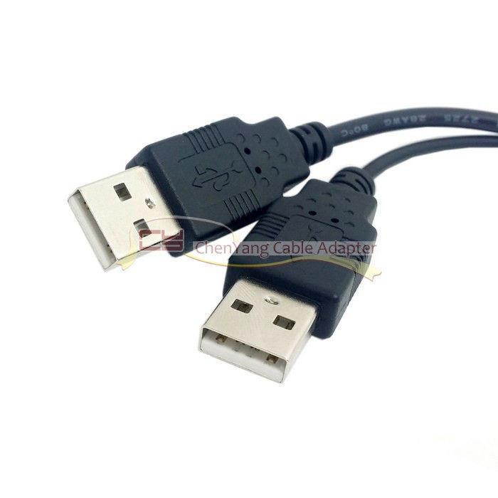 USB 2.0 Female to Dual A Male Extra Power Data Y Extension Cable for 2.5" HDD