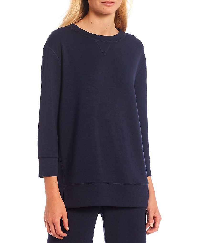 Westbound Soft Touch Crew Neck 3/4 Sleeve Coordinating Pullover