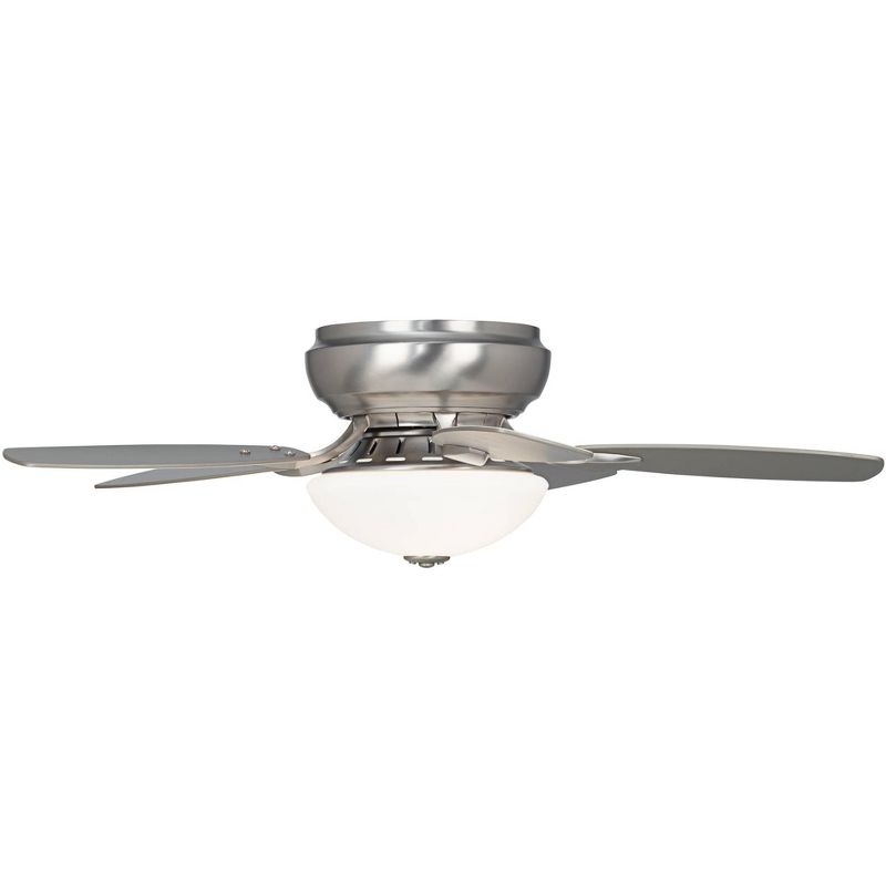 44" Casa Vieja Modern Hugger Ceiling Fan with Light LED Brushed Nickel Reversible Silver White Blades Frosted Glass Living Room