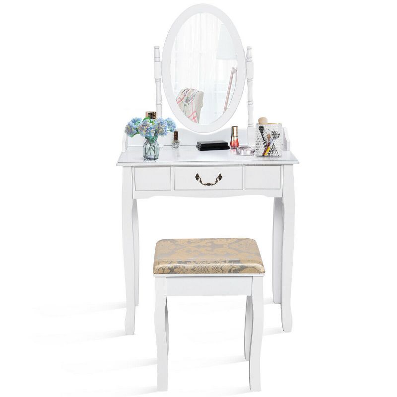 Costway Vanity Table Jewelry Makeup Desk Bench Dresser Stool
