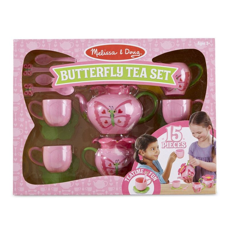Melissa & Doug Sunny Patch Bella Butterfly Tea Set (17pc) - Play Food Accessories