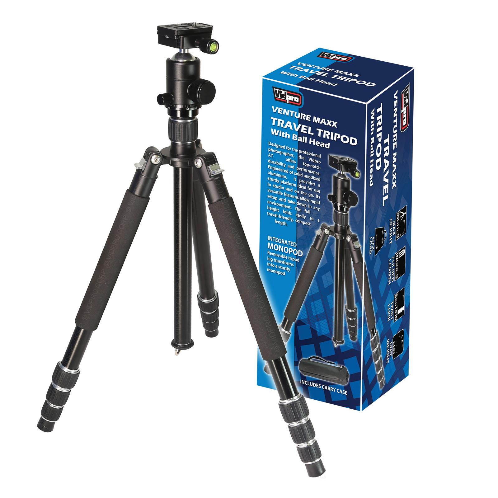 Vidpro AT-62 Venture Maxx 62"Professional Aluminum Travel Tripod with Ball Head & Case