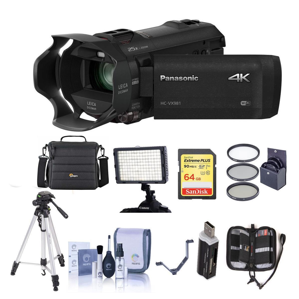 Panasonic HC-VX981K 4K UHD Camcorder with 4K Photo Wi-Fi w/Premium Acc Bundle