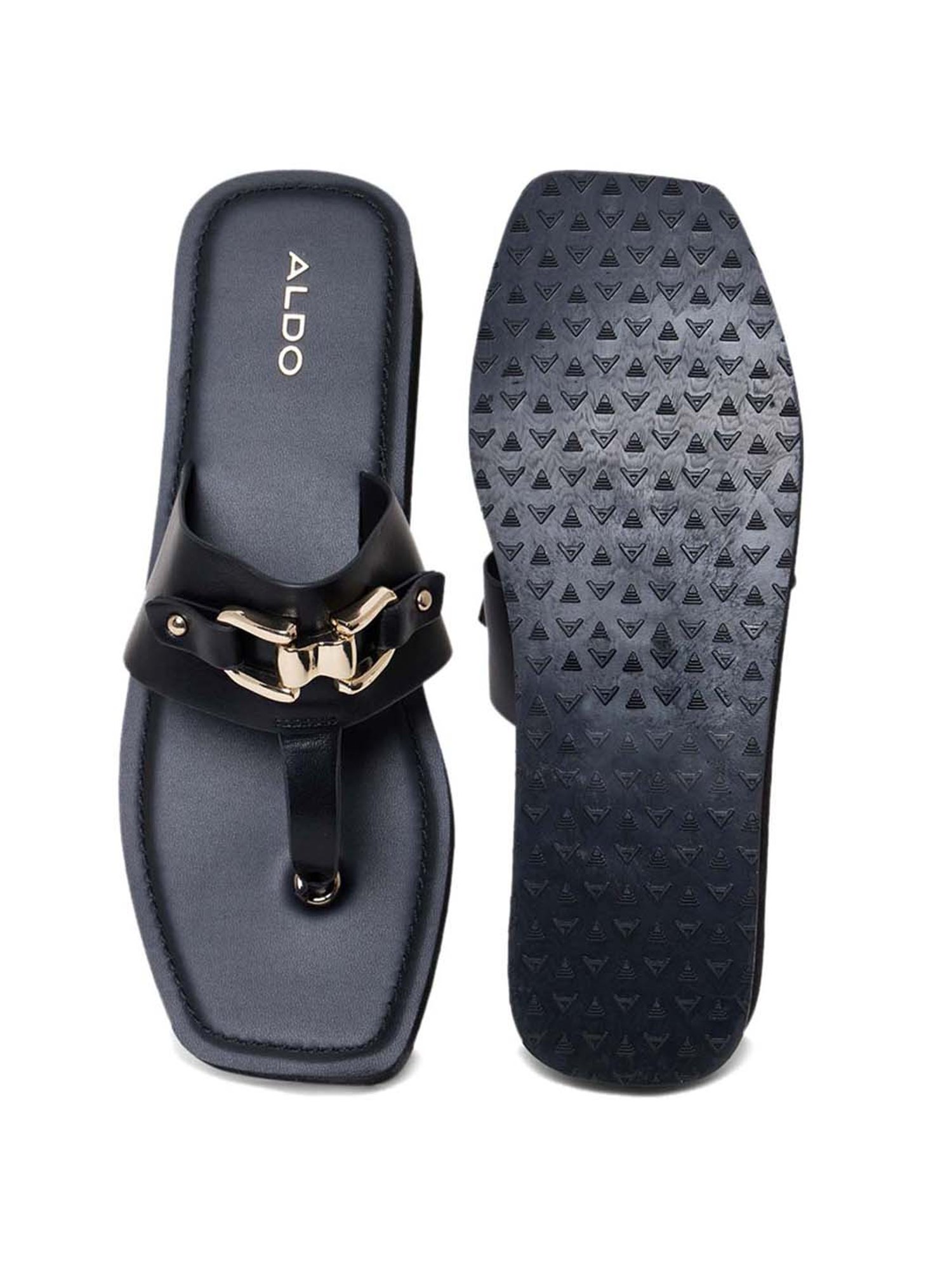 Aldo Women's Jet Black Thong Wedges