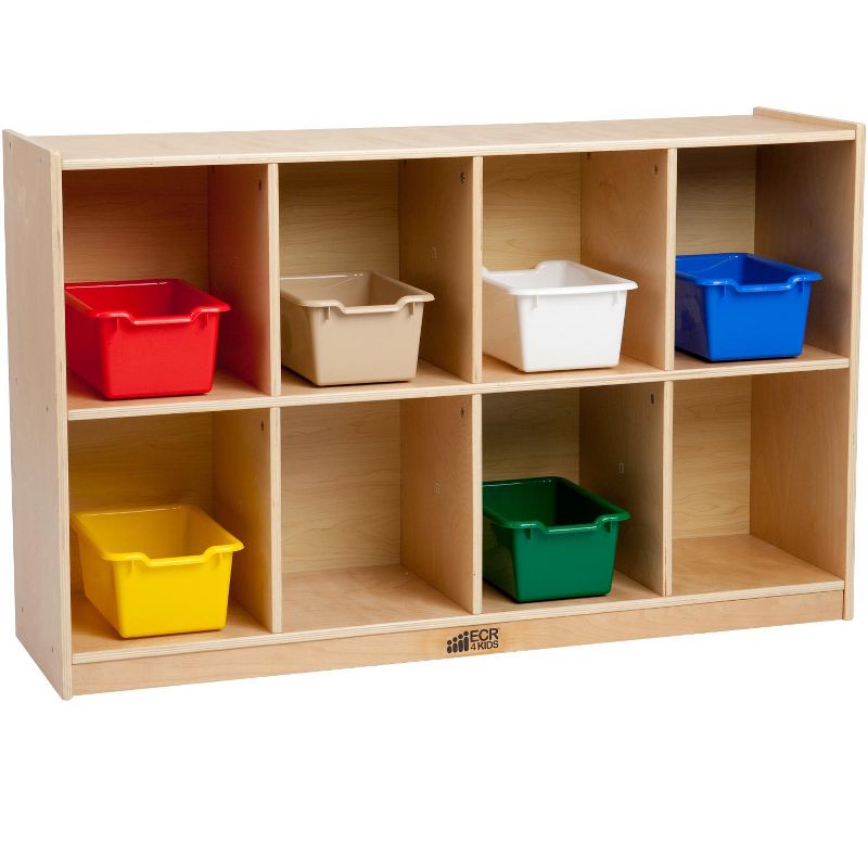 ECR4Kids Birch 8-Compartment School Cubby Storage, Kids Wood Shelf Organizer