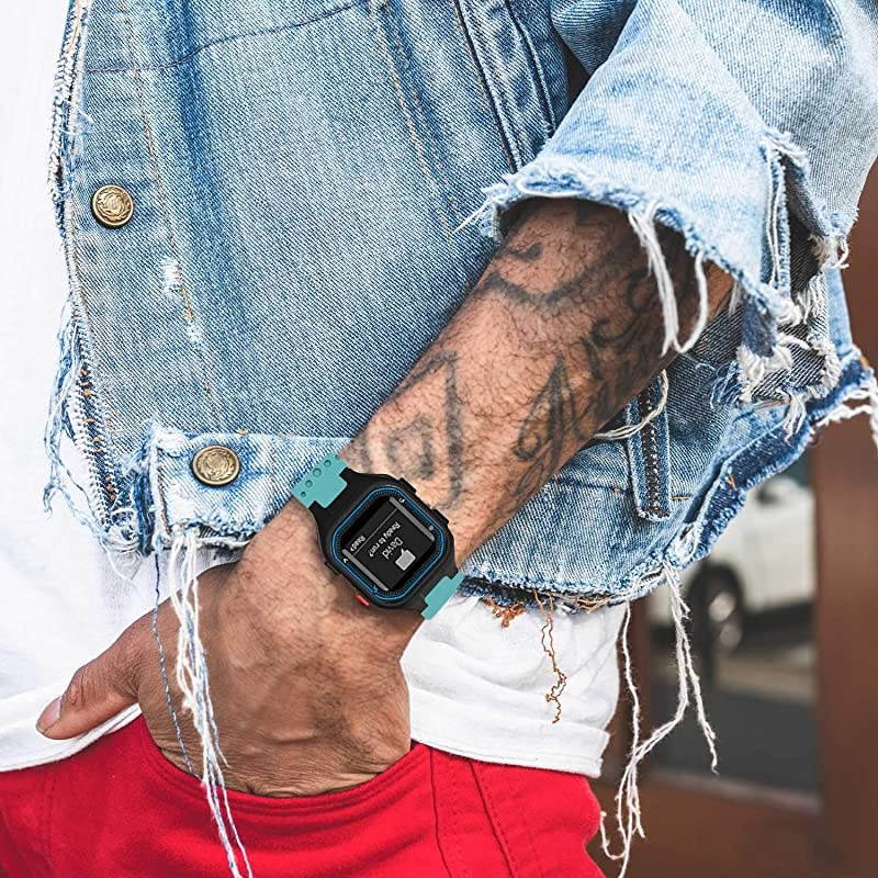 Bands Compatible with Garmin Forerunner 25 Soft Silicone Replacement Watch Band Strap for Garmin Forerunner 25 GPS Running Watch LTeal Large