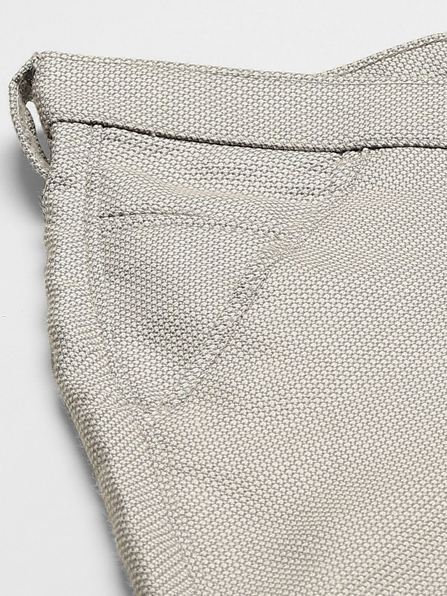 Sojanya Grey Cotton Regular Slim Fit Self Pattern Flat Front Trousers