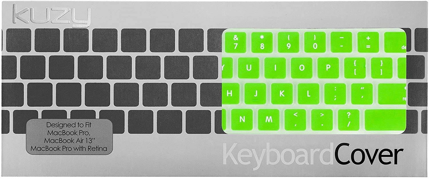 Kuzy - GREEN Keyboard Silicone Cover Skin for MacBook Pro 13" 15" 17" Aluminum Unibody (with or w/out Retina Display) iMac and MacBook Air 13" - Green