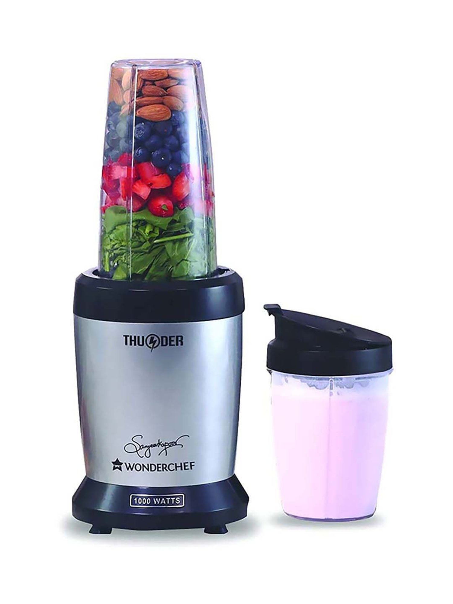 Wonderchef Nutri-Blend Thunder 1000W Mixer Grinder Blenders with 2 Jars (Grey)