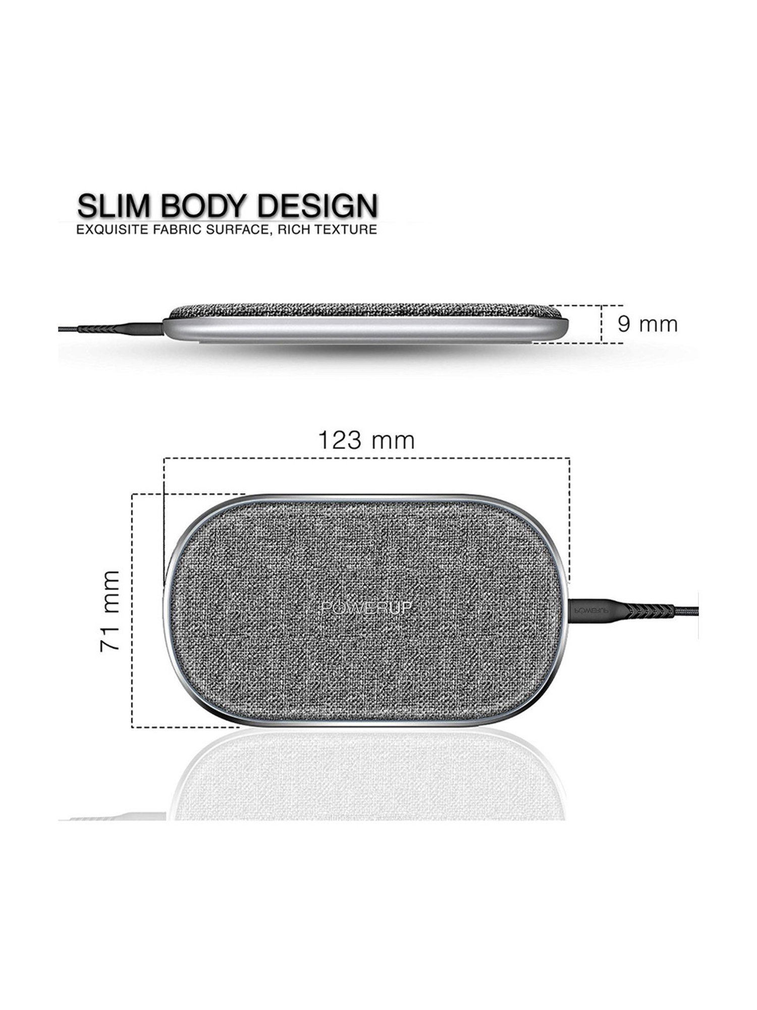 Powerup Stay Charged Wireless Charger Pad (Grey)