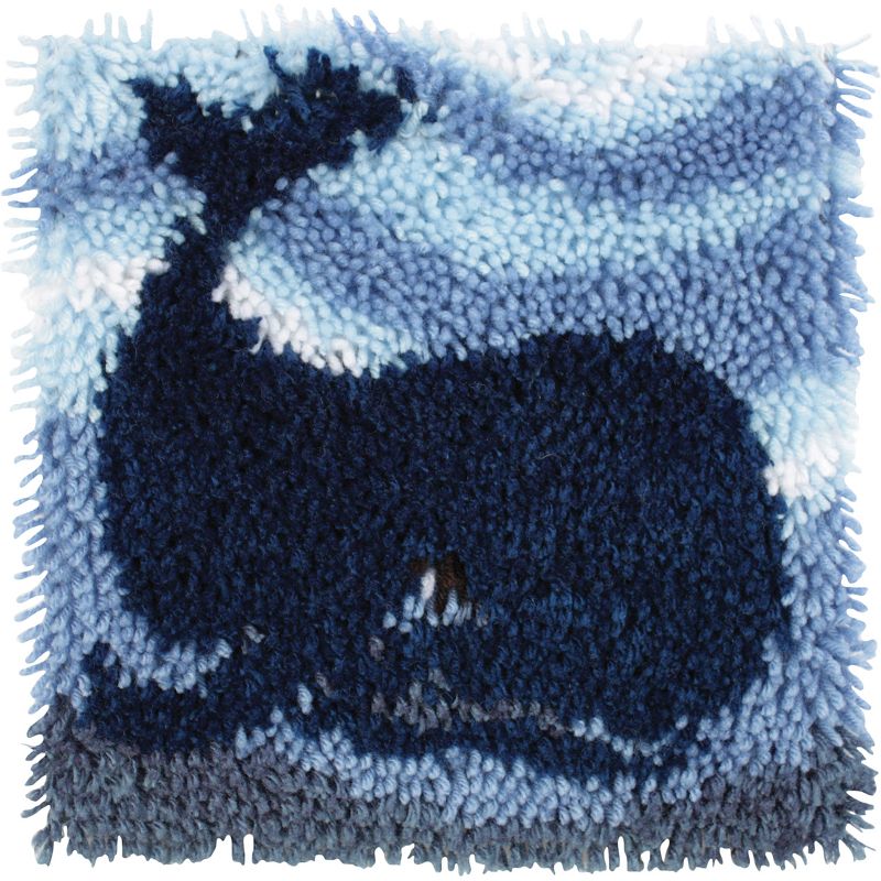 Wonderart Latch Hook Kit 12"X12"-Big Blue Whale