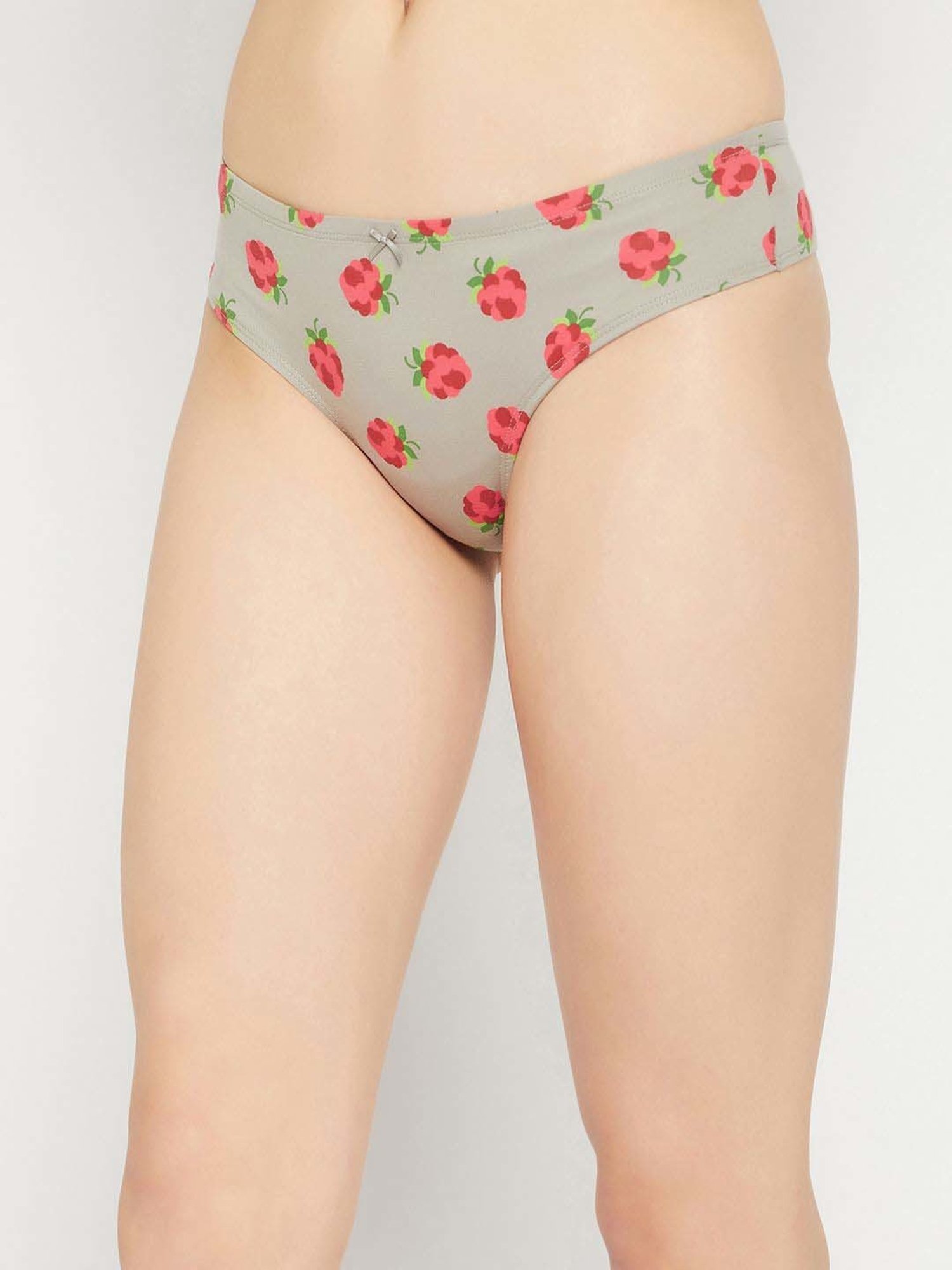 Clovia Grey & Pink Cotton Printed Hipster Panty - Pack Of 3