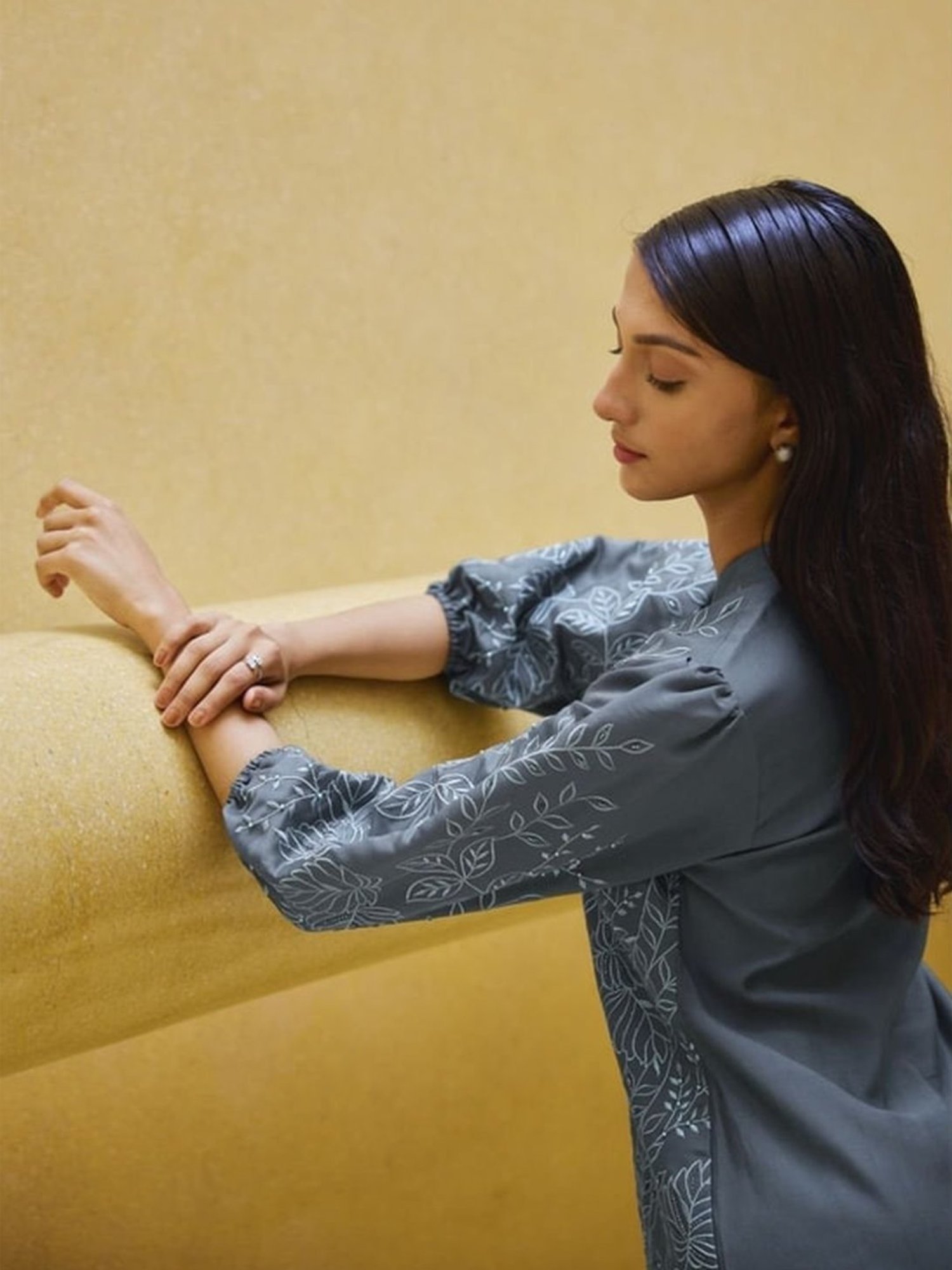 Autumnlane Grey Ashima Cloud Full Work Tunic With Pant Co-ord Set