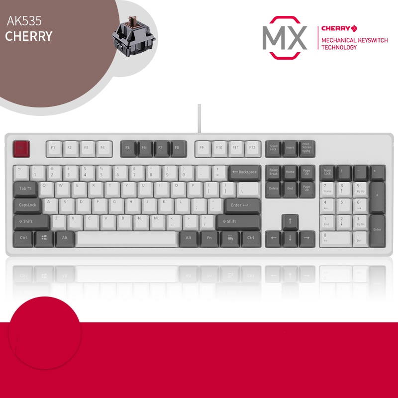 A-jazz AK535  N-key Rollover  Ergonomic Design,Cool Exterior USB Wired Cherry  MX Red Mechanical Gaming  Keyboard For Office And Game,  PBT Keycaps  - Blue Lotus ( No Light Version )