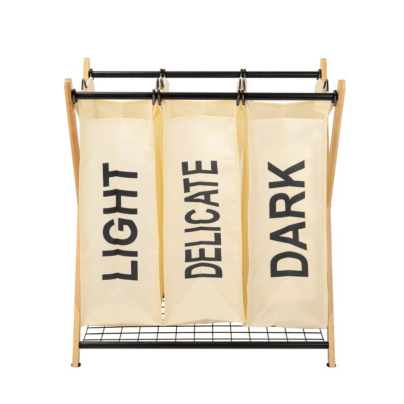 Oceanstar X-Frame Bamboo 3-Bag Laundry Sorter