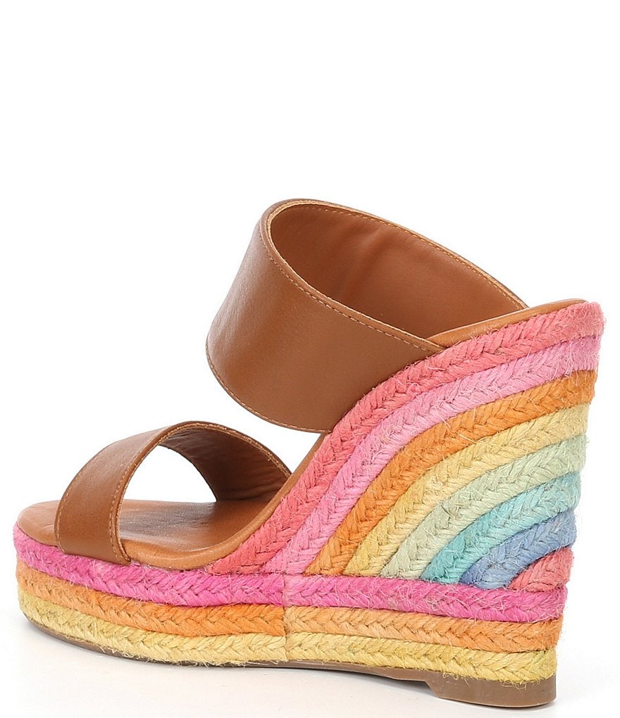Kurt Geiger London Ariana Leather Rainbow Espadrille Wedges
