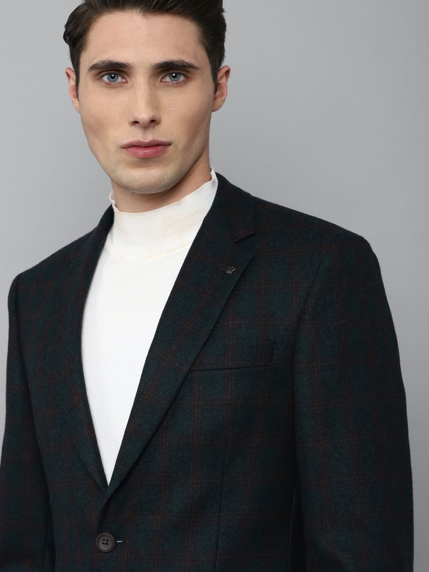 Louis Philippe Green Regular Fit Checks Blazer