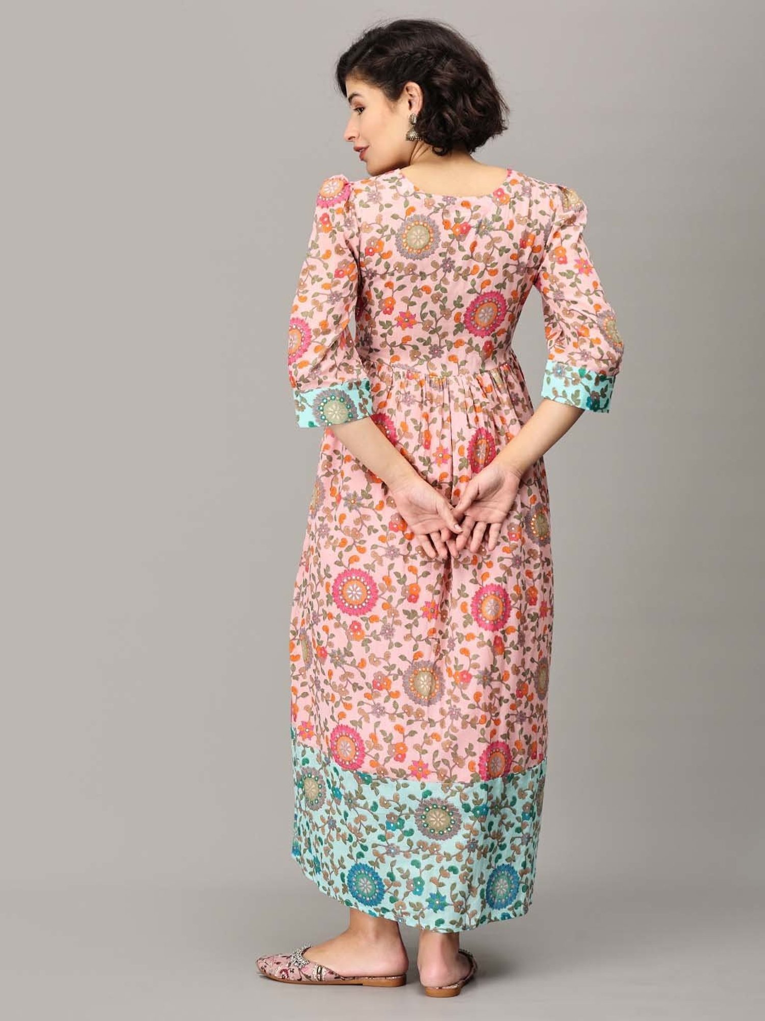 The Mom Store Pink Floral Print Maternity Maxi Tier Dress