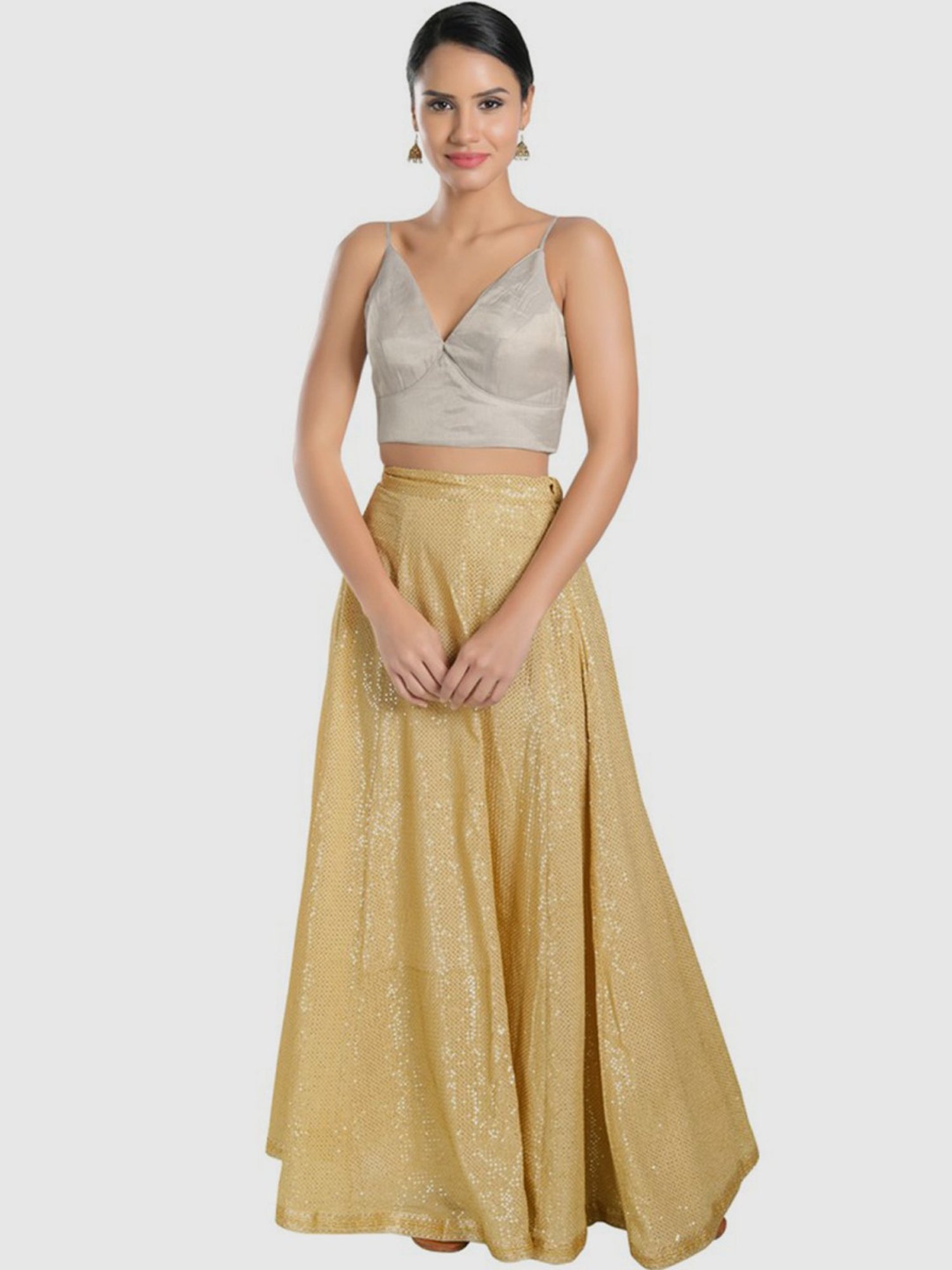 Salwar Studio Silver Textured Readymade Blouse