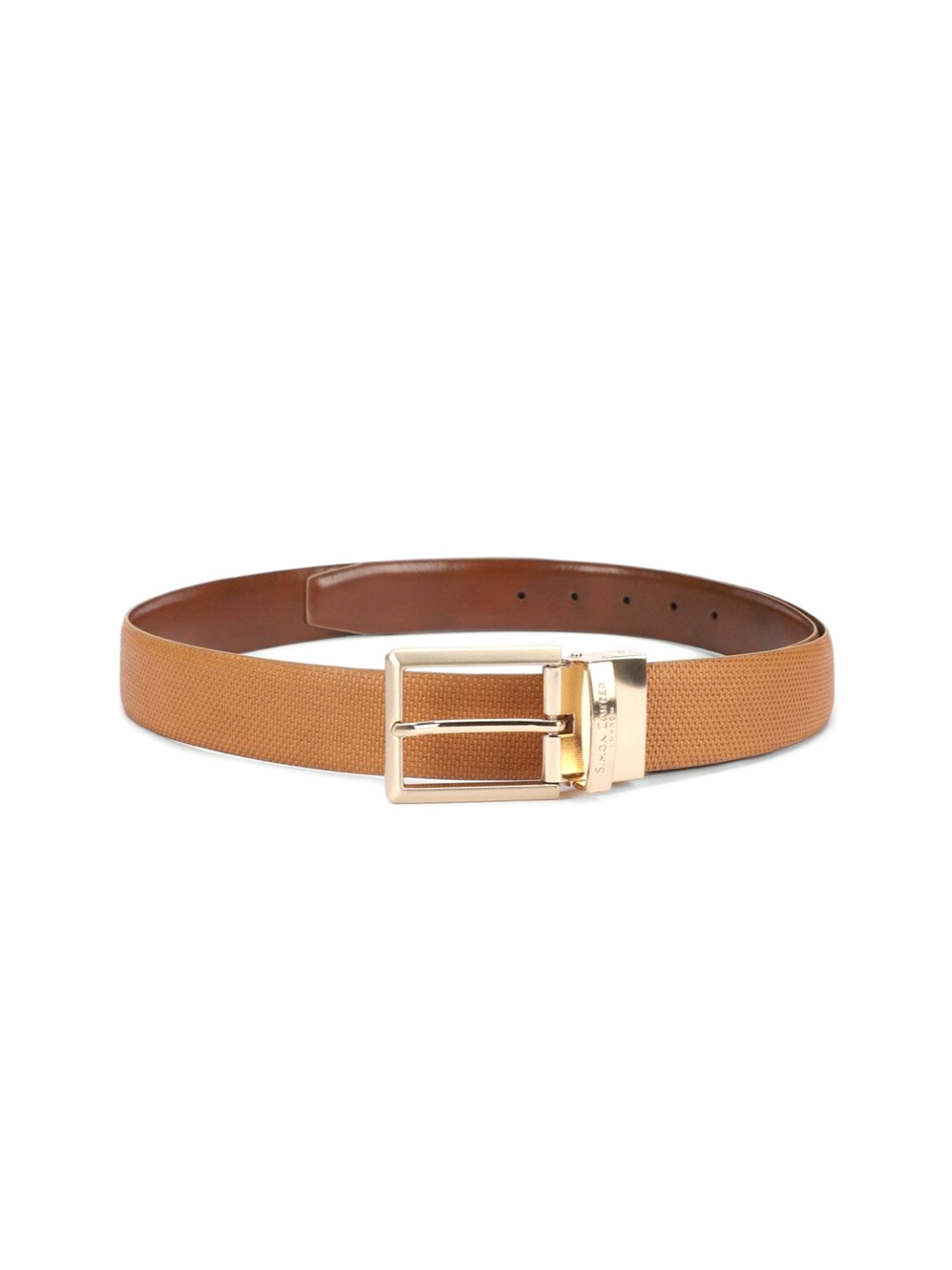 Simon Carter Brown Leather Textured Casual Belt for Men