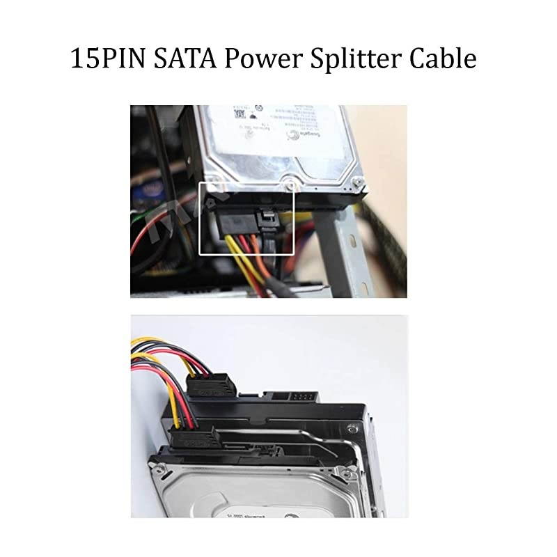 5Pack 4 Pin Molex to 15 Pin SATA Power Cable Adapter for IDE 8 Inches