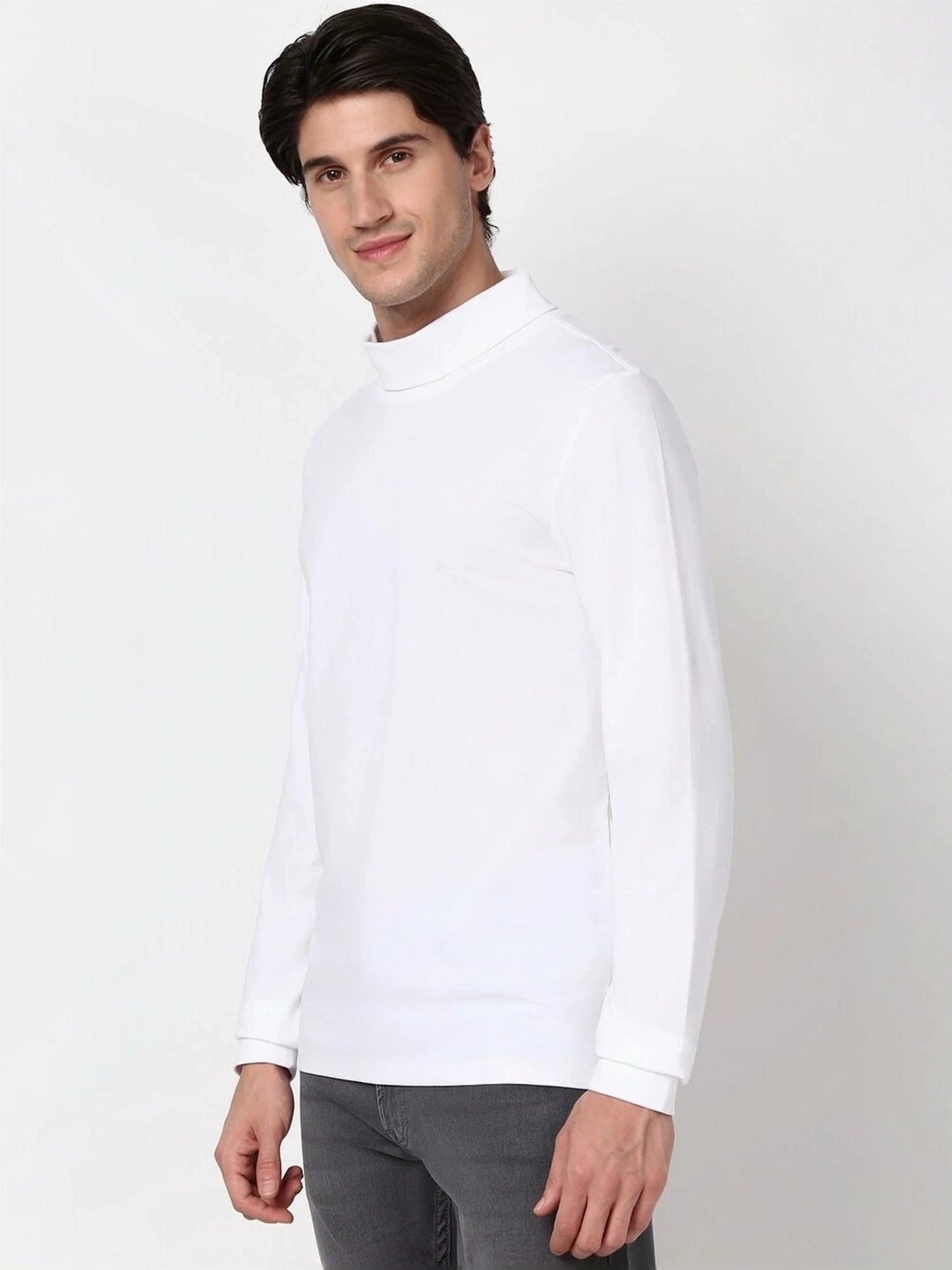 Peter England White Regular Fit T-Shirt