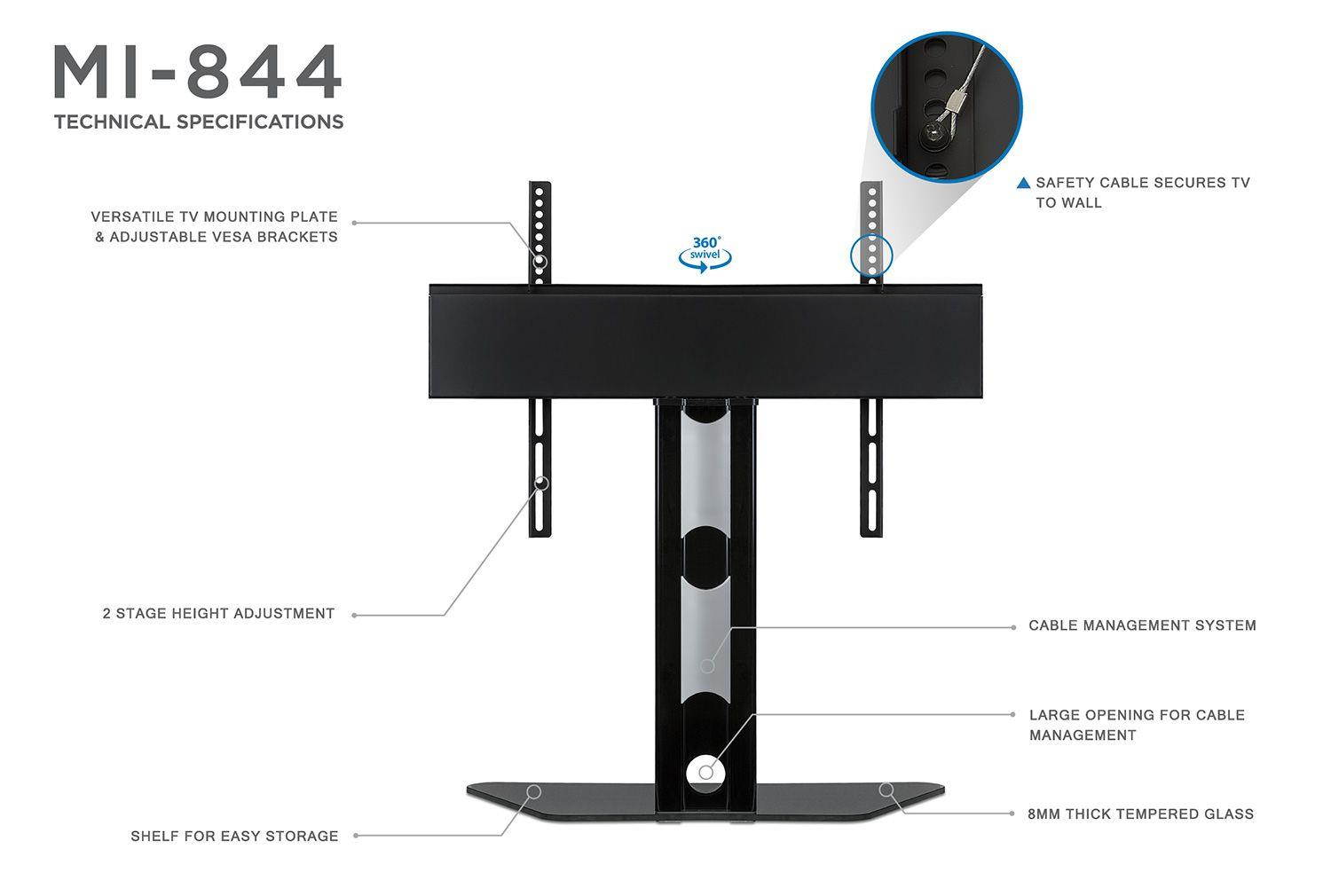 AVF FSL700LUCSW-A 32 - 65" Reflections - Lucerne Curved Pedestal TV Stand