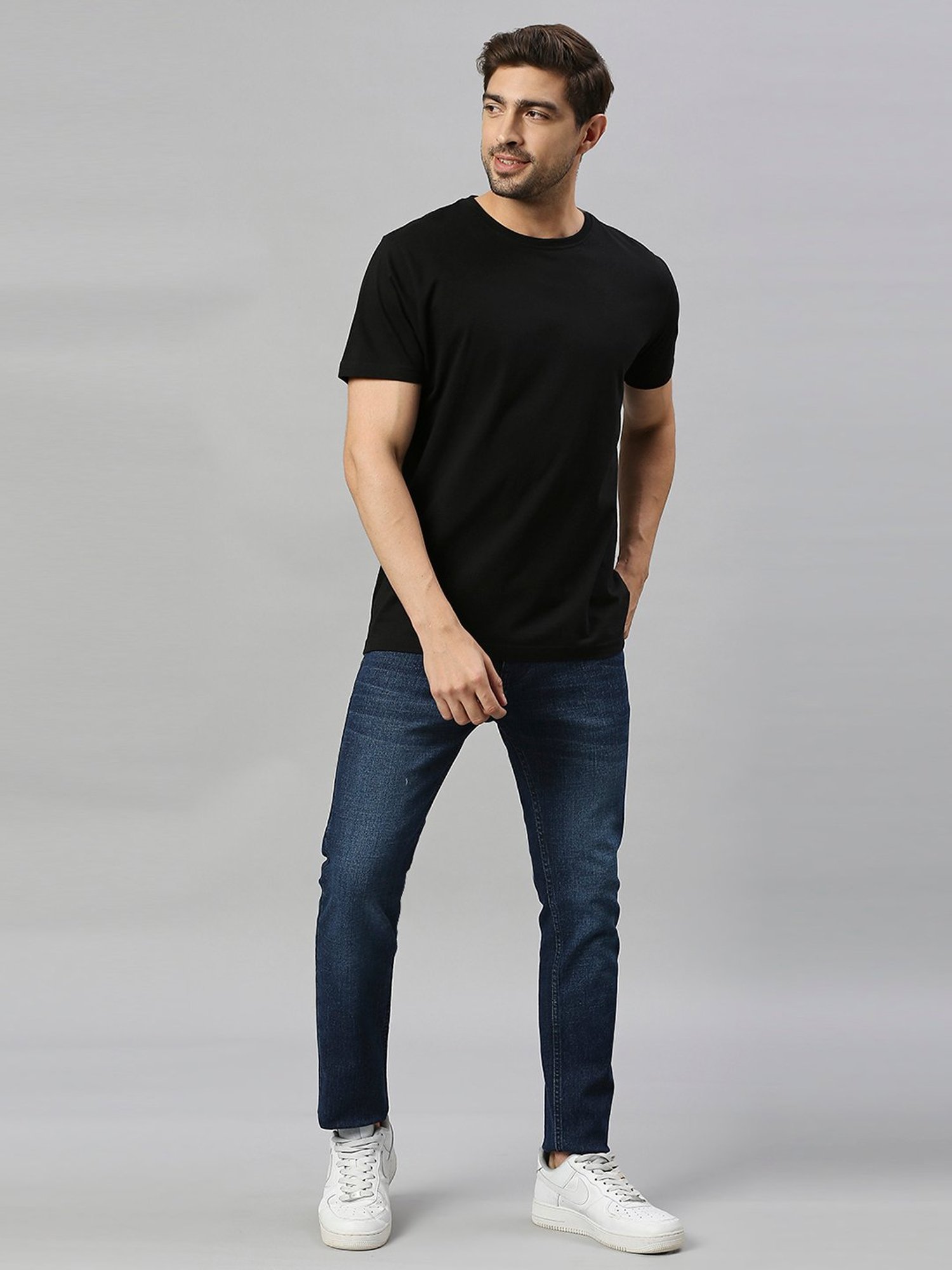 Thomas Scott Dark Blue Slim Fit Lightly Washed Jeans