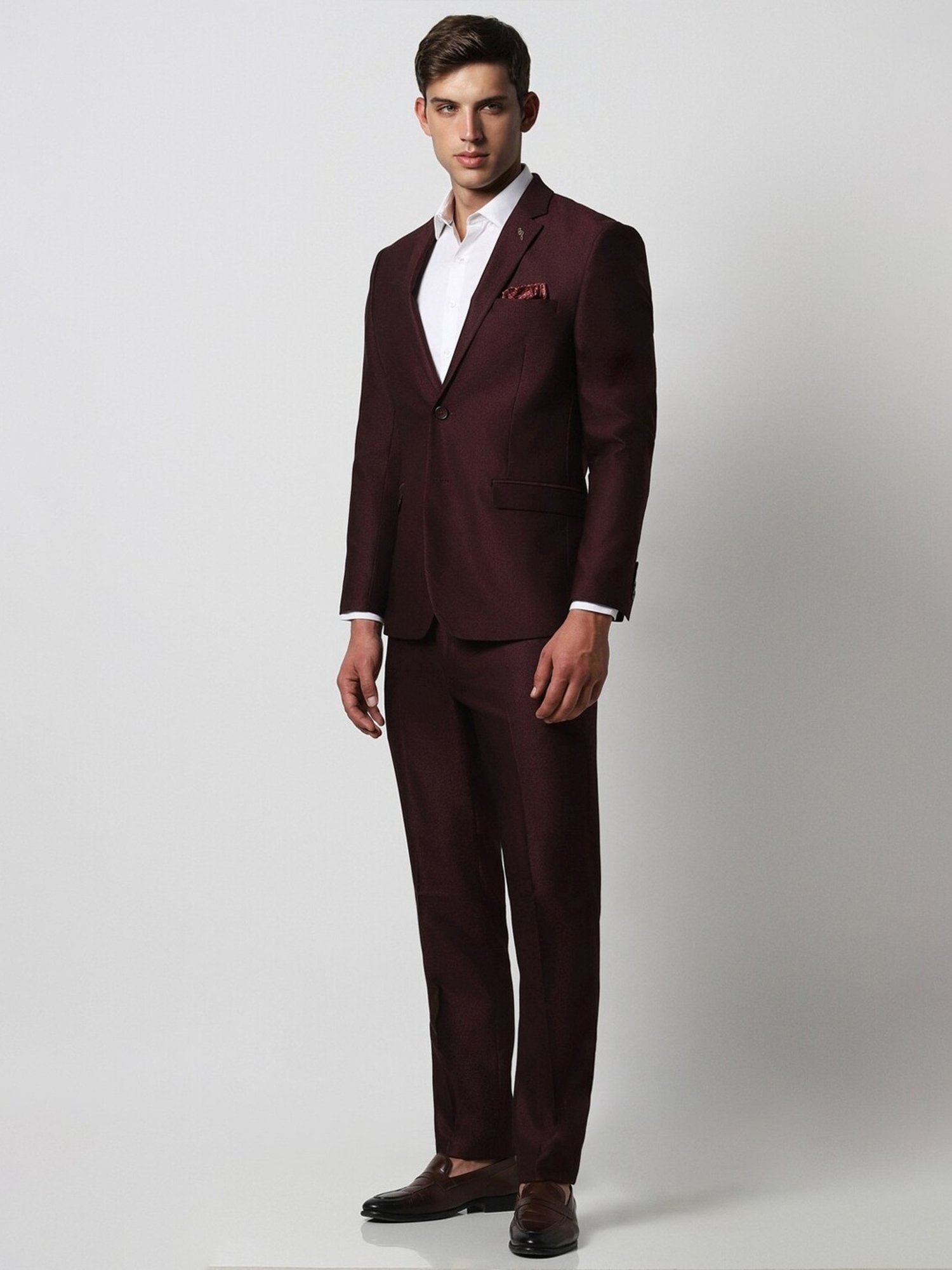 Van Heusen Maroon Slim Fit Two Piece Suit