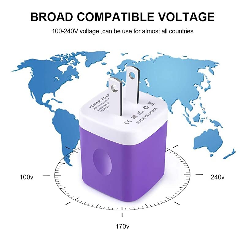 Single Port Charging Block  USB Adapter Cube 5 Pack Phone Charger Wall Plug USB Power Box Compatible iPhone Xs 8 7 6S Samsung S10e S9+ S8 S7 S6 Edge Note 8 LG G8 Thinq G7 G6 G5 V30 Moto G6